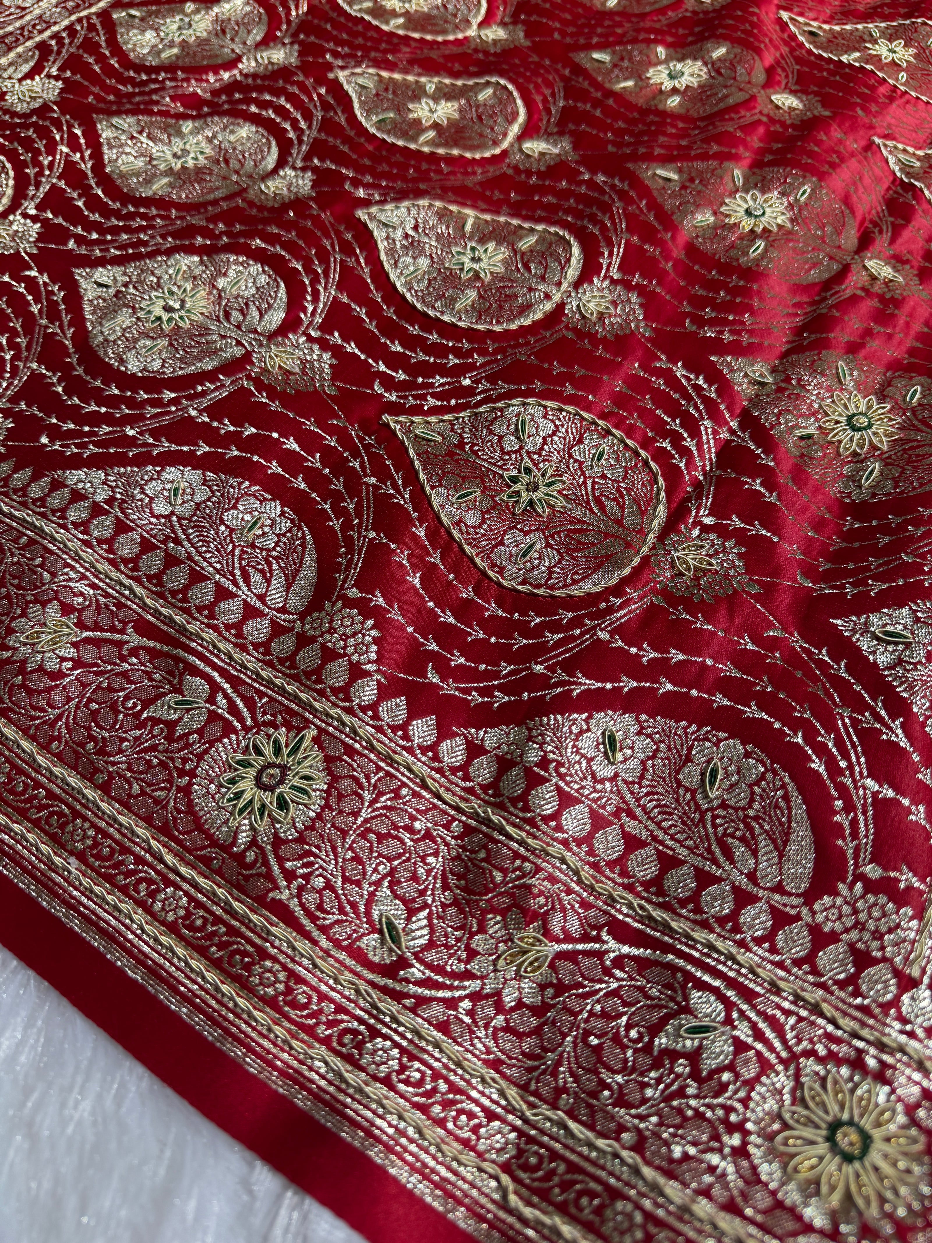 BANARASI SATIN SILK SAREE BRIDAL DESIGN HN600