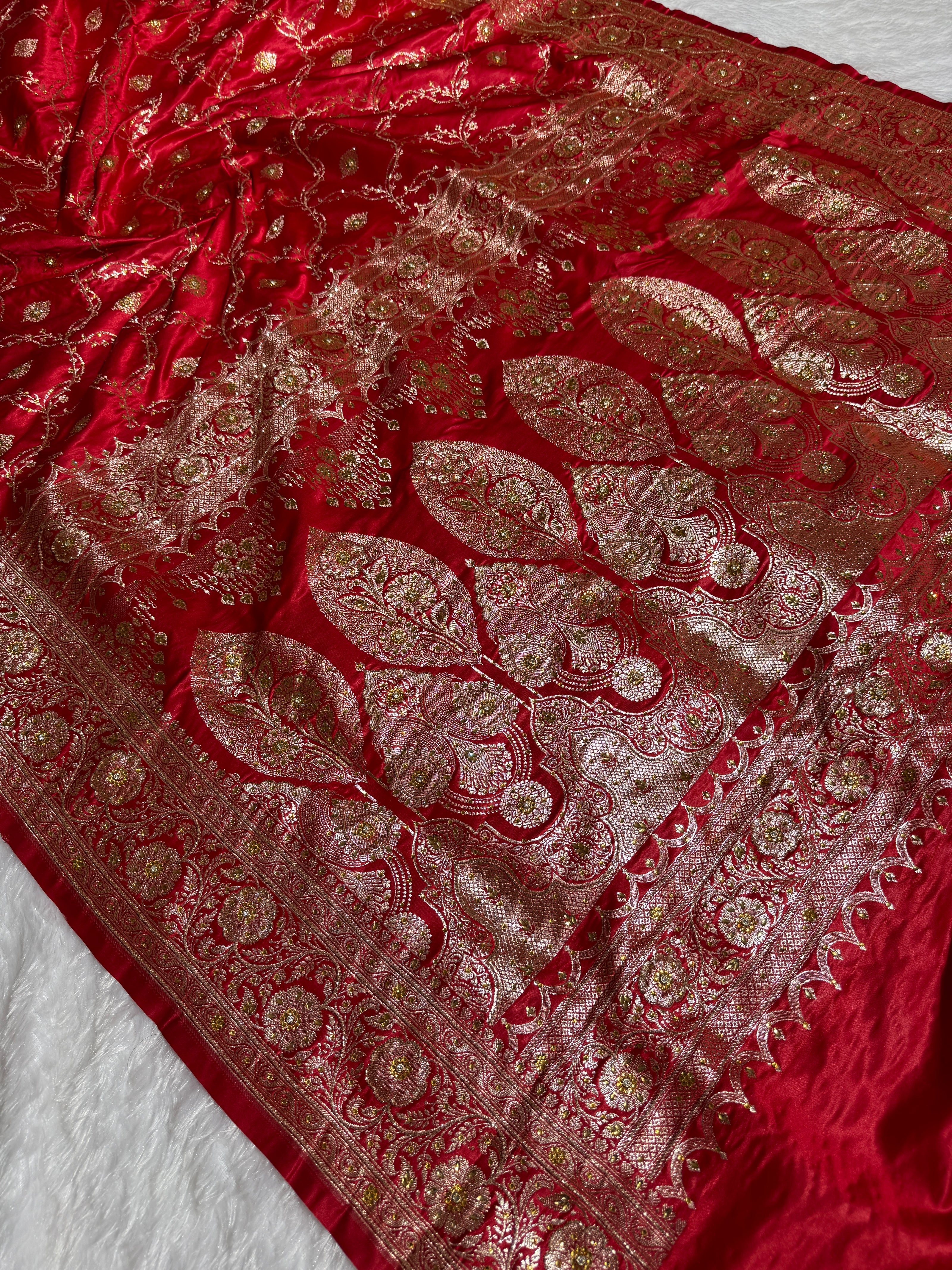 BANARASI SATIN SILK SAREE BRIDAL DESIGN HN600