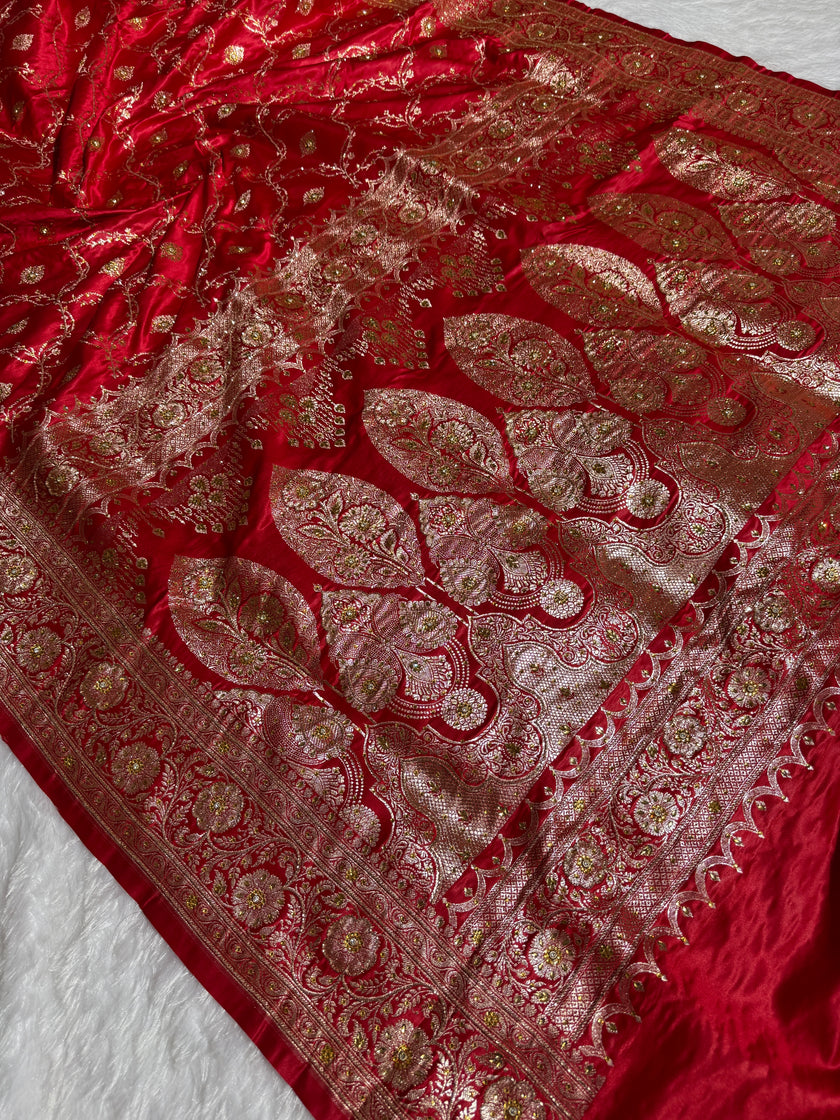 BANARASI SATIN SILK SAREE BRIDAL DESIGN HN600