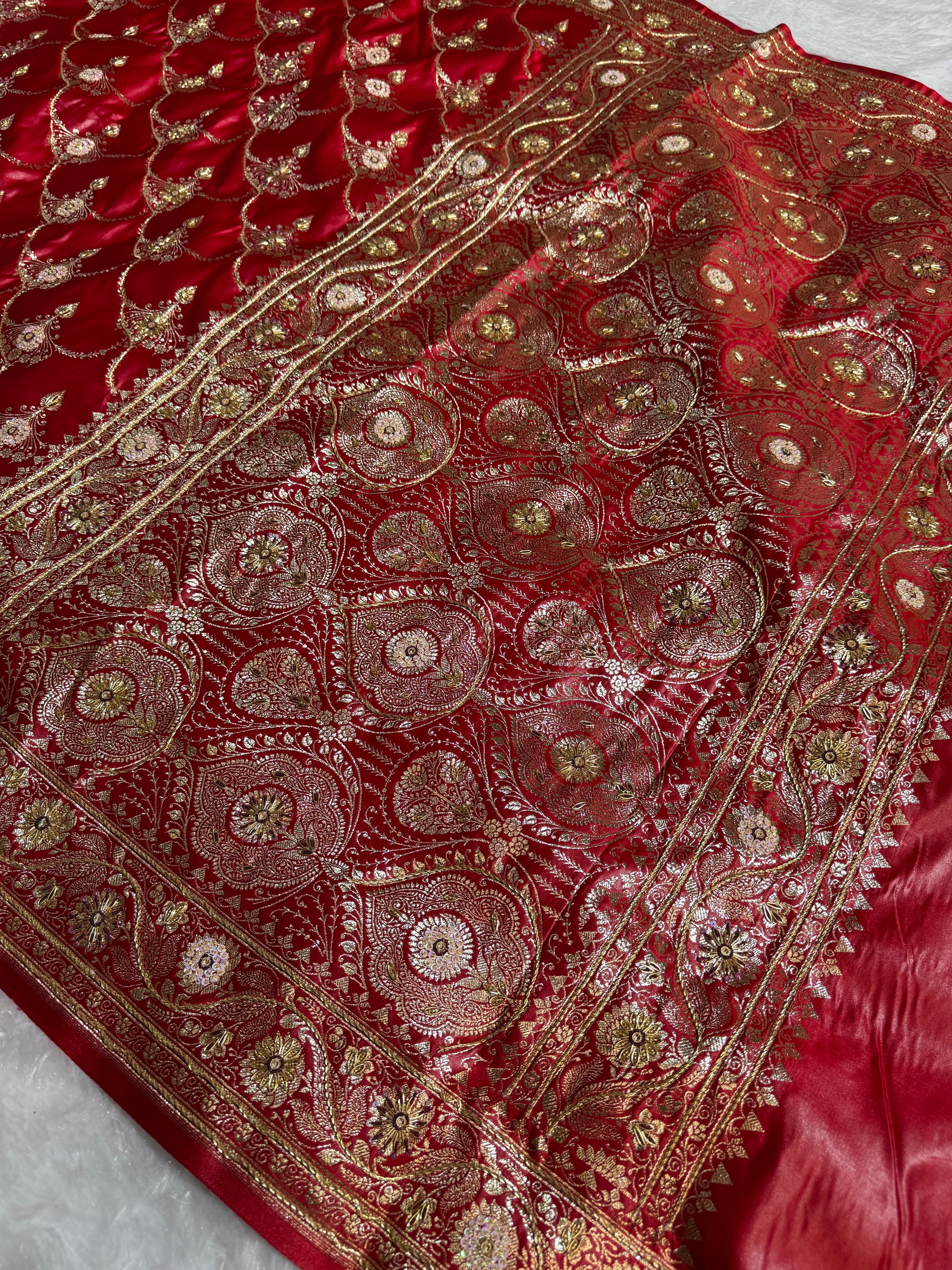 BANARASI SATIN SILK SAREE BRIDAL DESIGN HN600