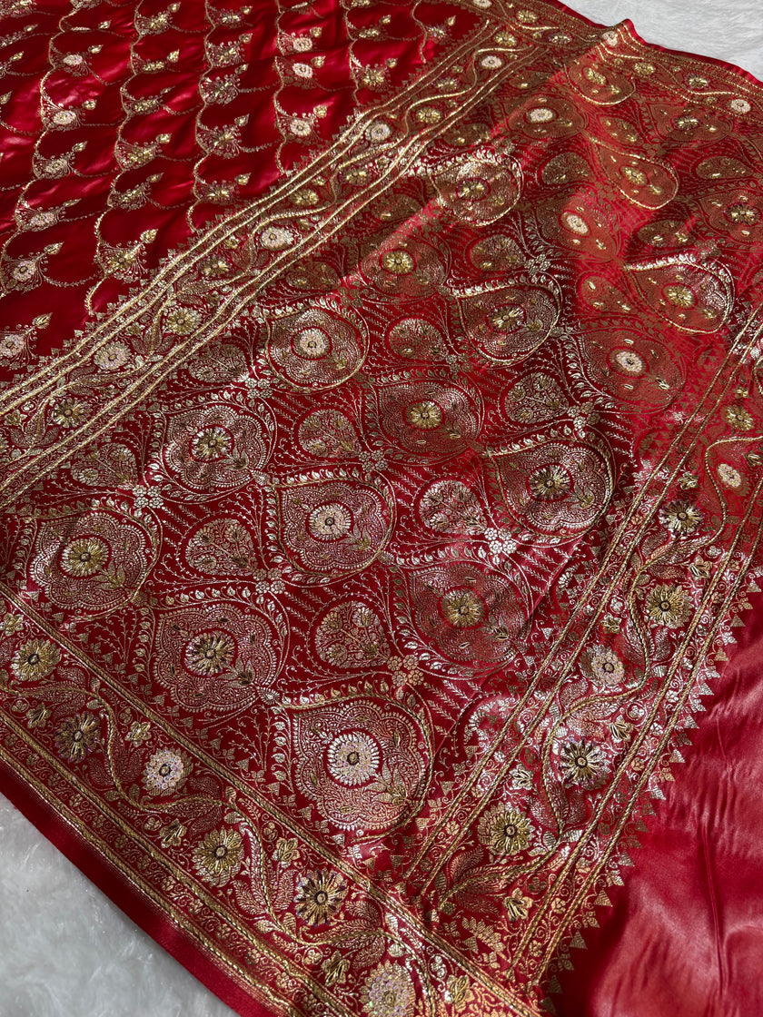 BANARASI SATIN SILK SAREE BRIDAL DESIGN HN600
