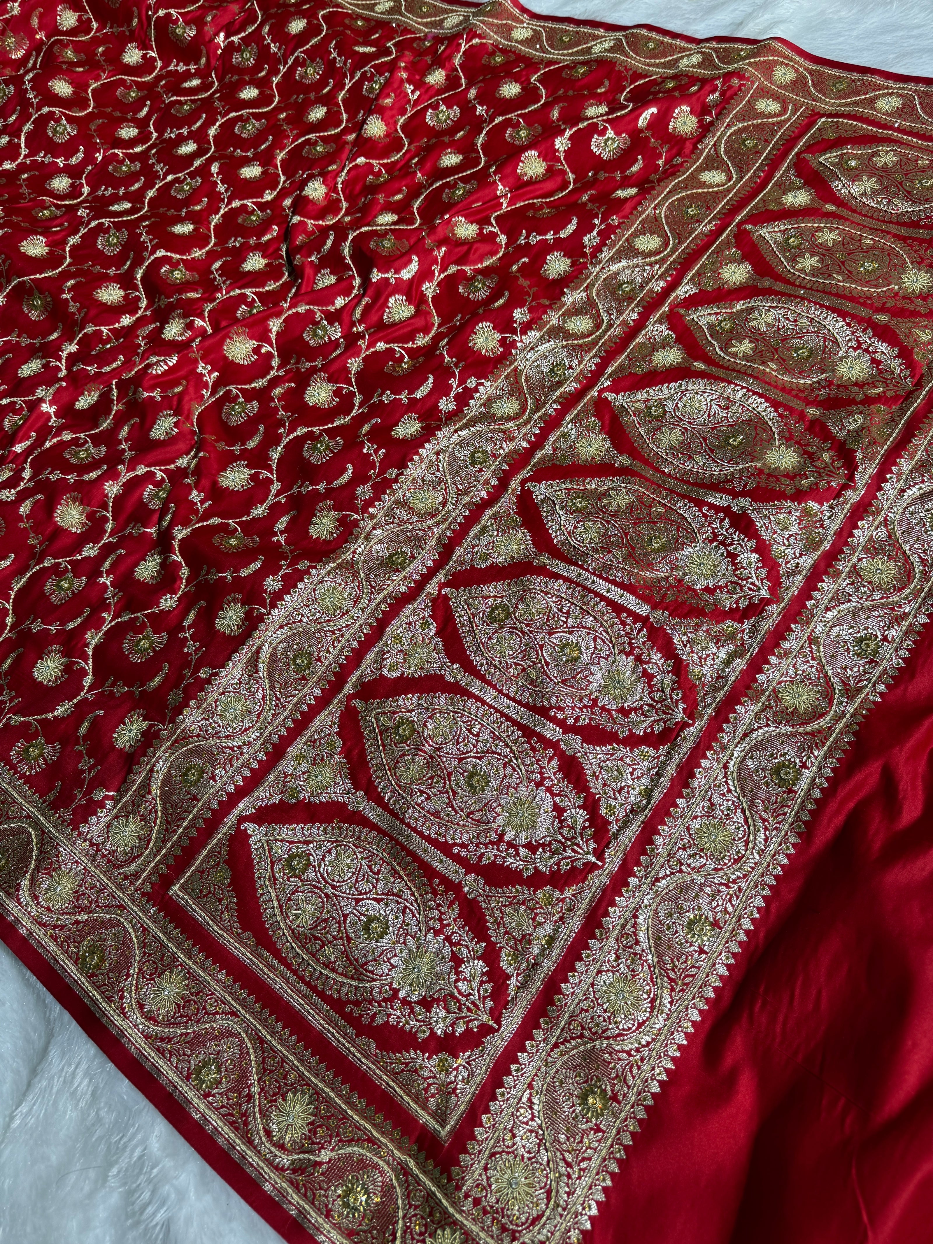 BANARASI SATIN SILK SAREE BRIDAL DESIGN HN600