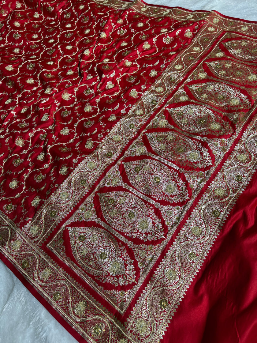 BANARASI SATIN SILK SAREE BRIDAL DESIGN HN600