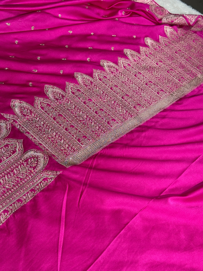 Banarasi mashru katan silk saree Swavroski Work hn102