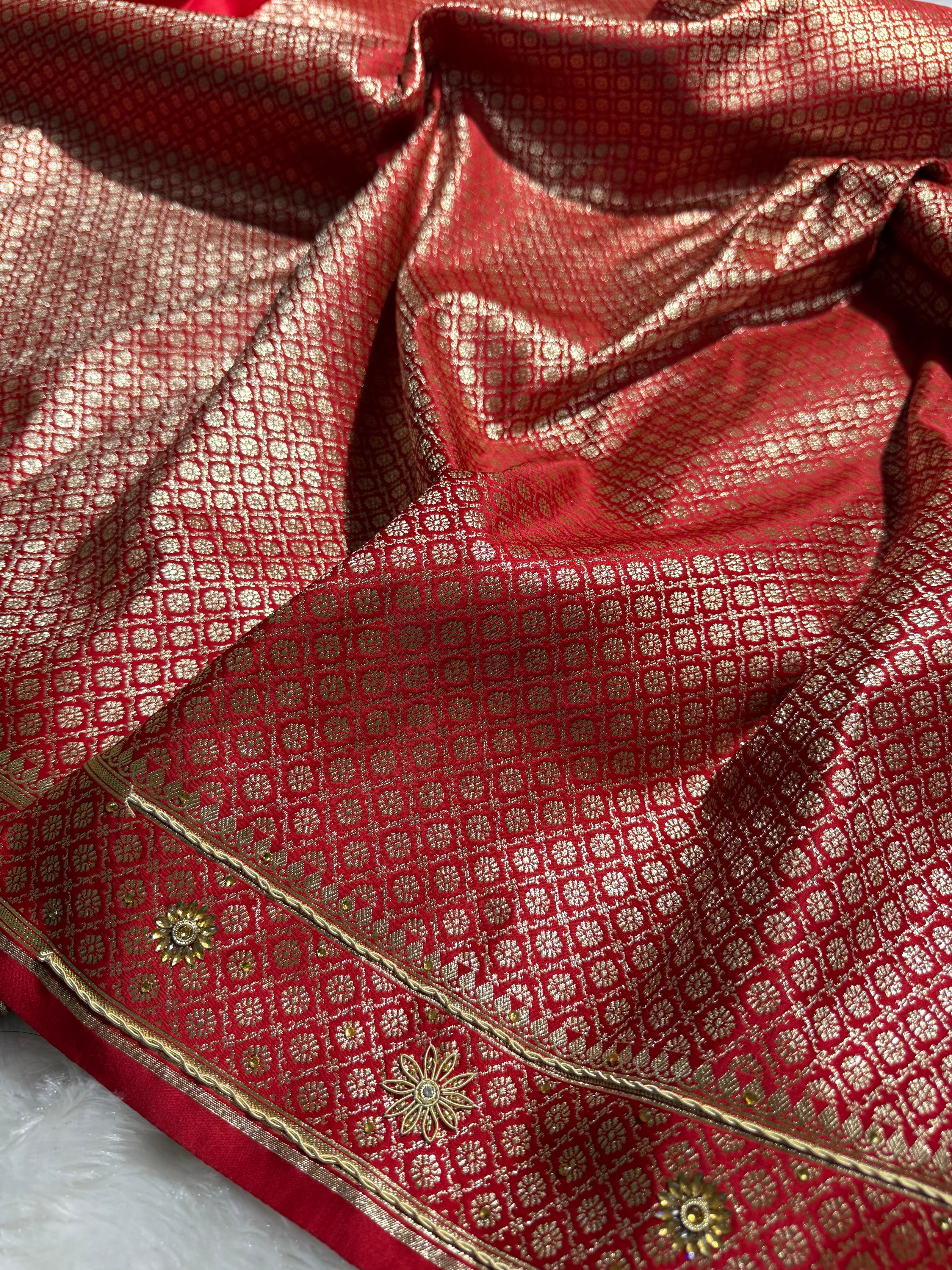 BANARASI SATIN SILK SAREE BRIDAL DESIGN HN600