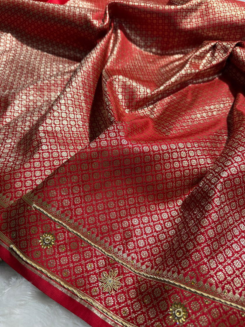BANARASI SATIN SILK SAREE BRIDAL DESIGN HN600