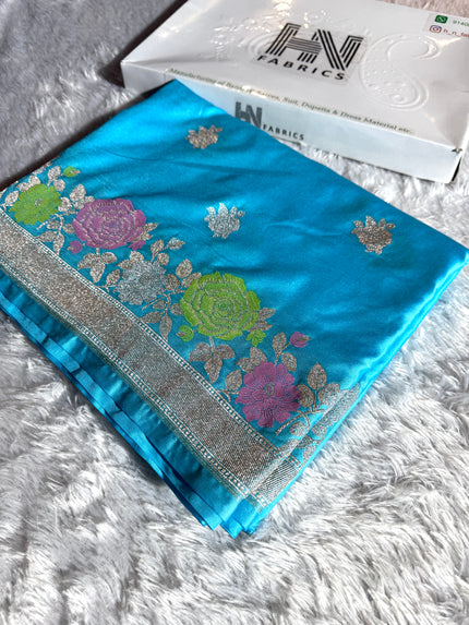 BANARASI MASHRU KATAN SILK SAREE MENAKARI WORK HN508
