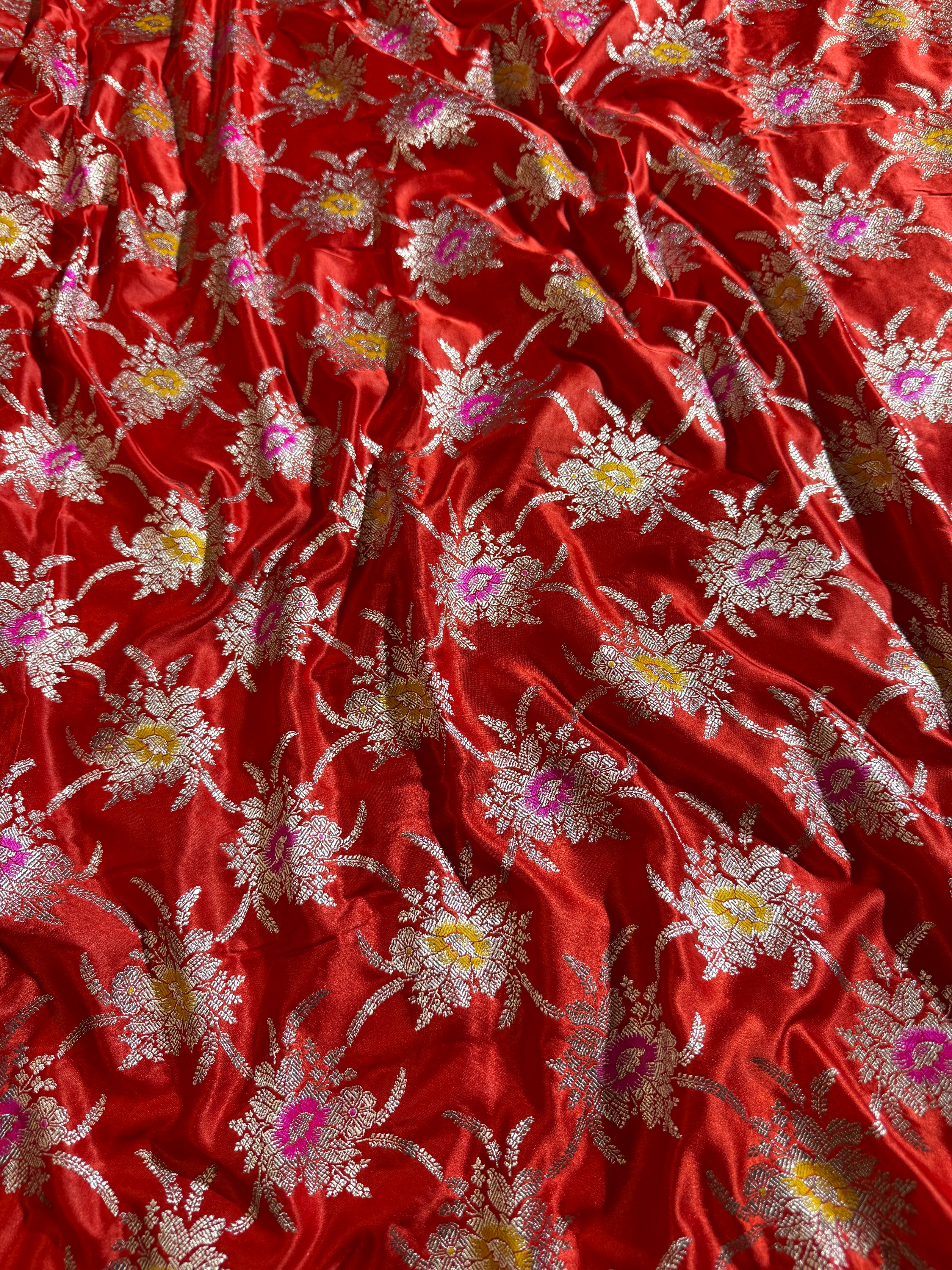 BANARASI MASHRU KATAN SILK SAREE MENAKARI WORK HN105