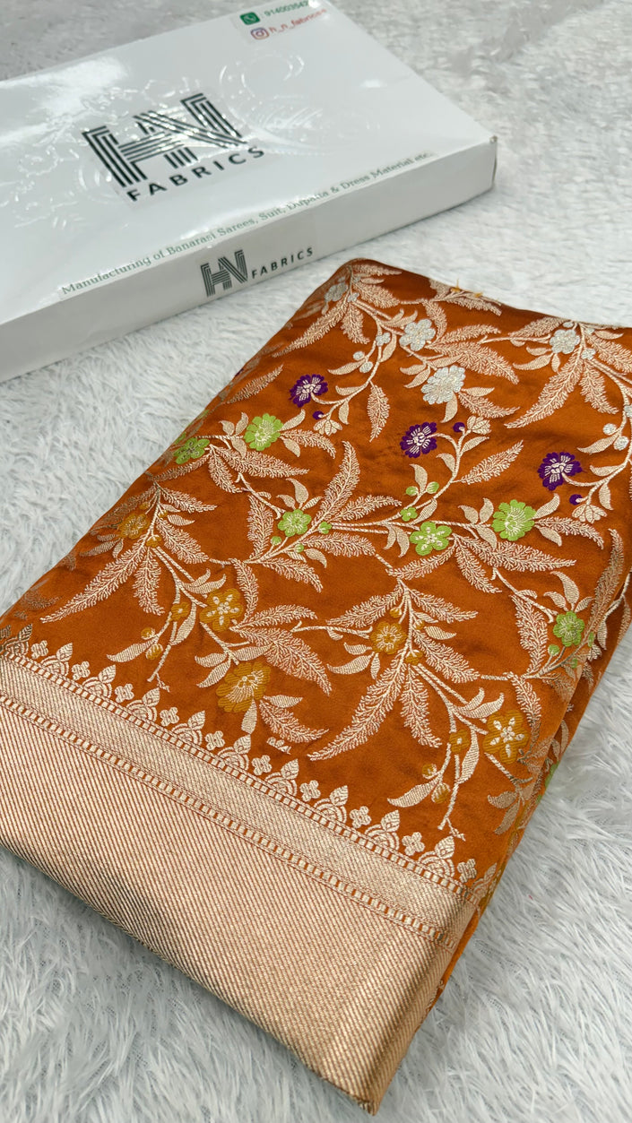 BANARASI MASHRU KATAN SILK SAREE MENAKARI WORK HN119