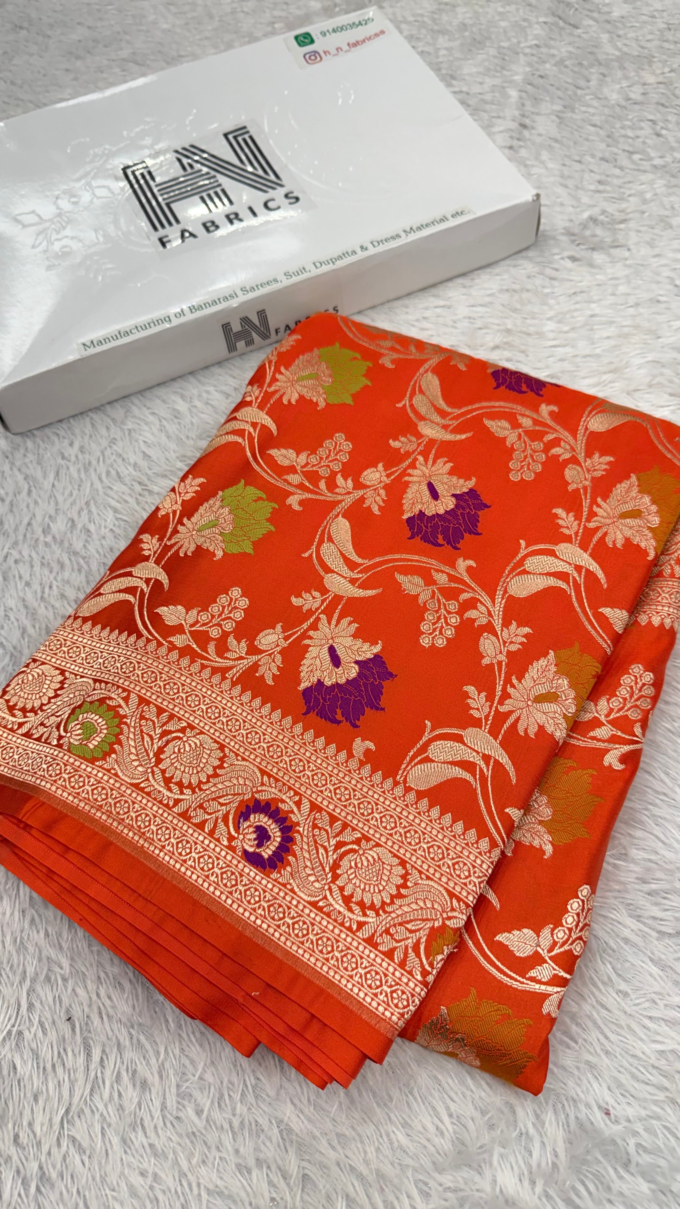 BANARASI MASHRU KATAN SILK SAREE MENAKARI WORK HN177
