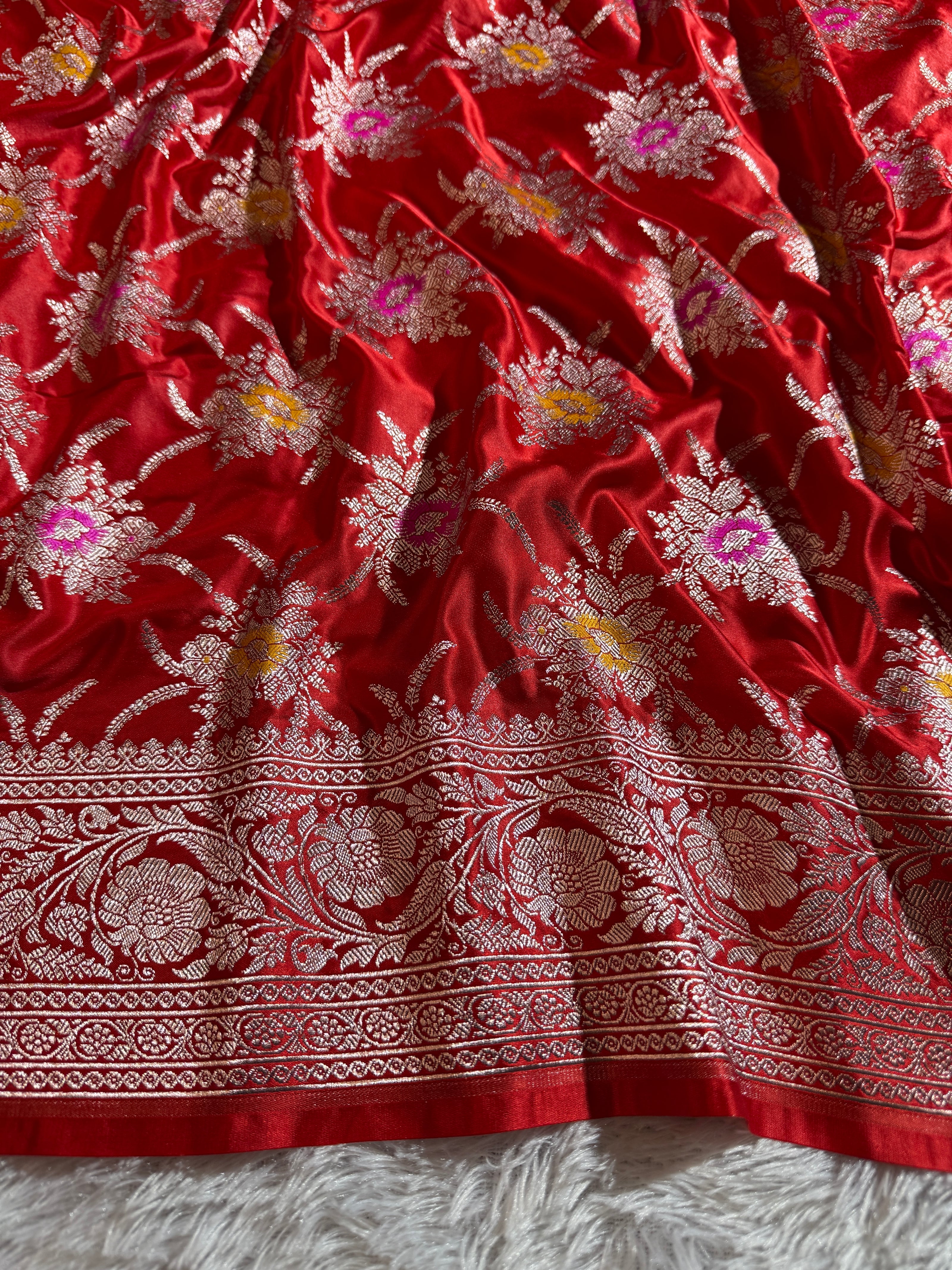 BANARASI MASHRU KATAN SILK SAREE MENAKARI WORK HN105