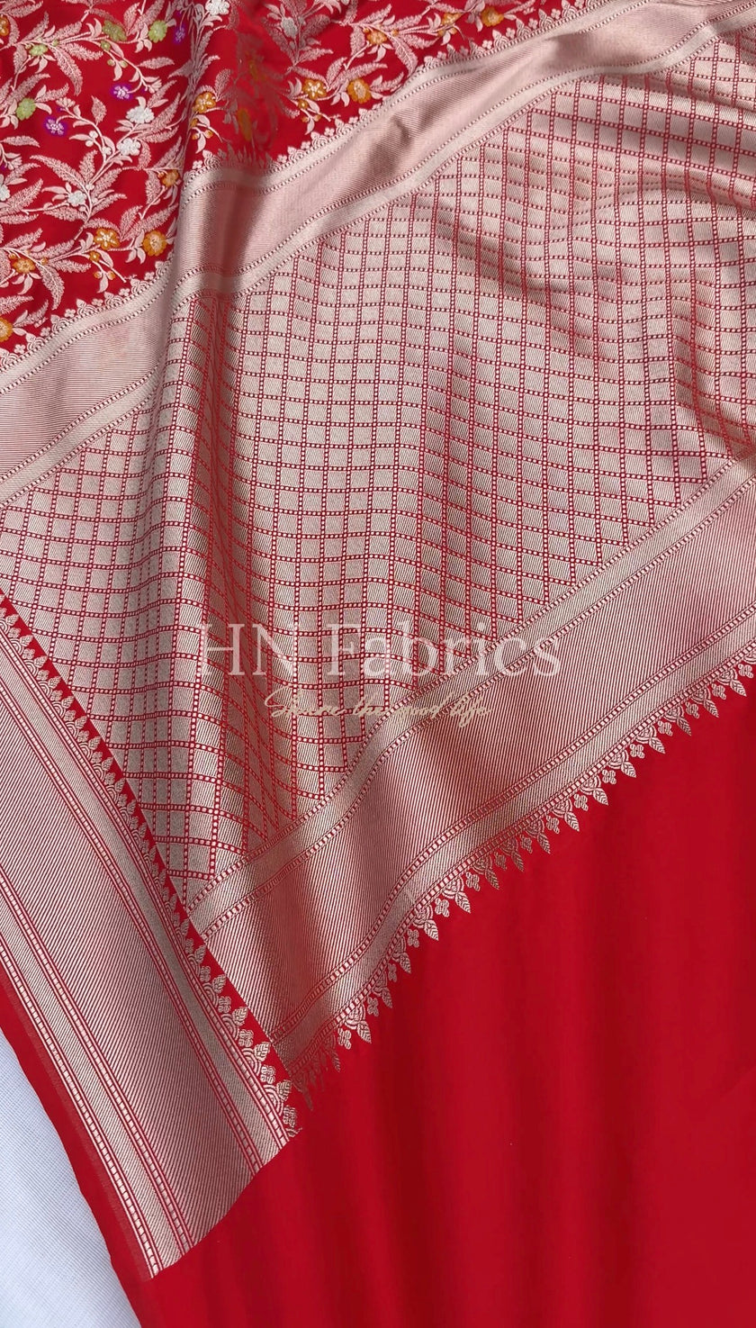 BANARASI MASHRU KATAN SILK SAREE MENAKARI WORK HN119