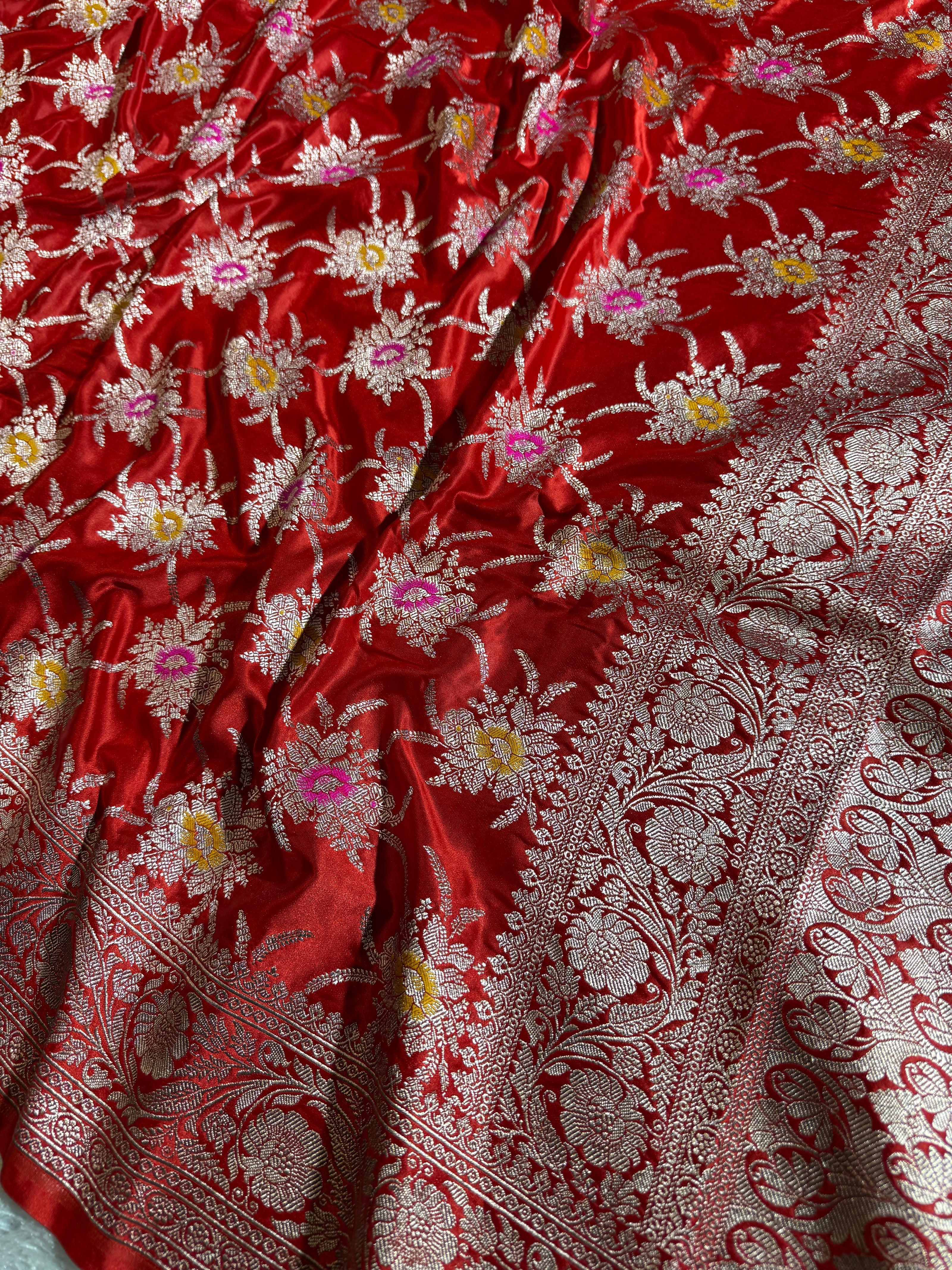 BANARASI MASHRU KATAN SILK SAREE MENAKARI WORK HN105