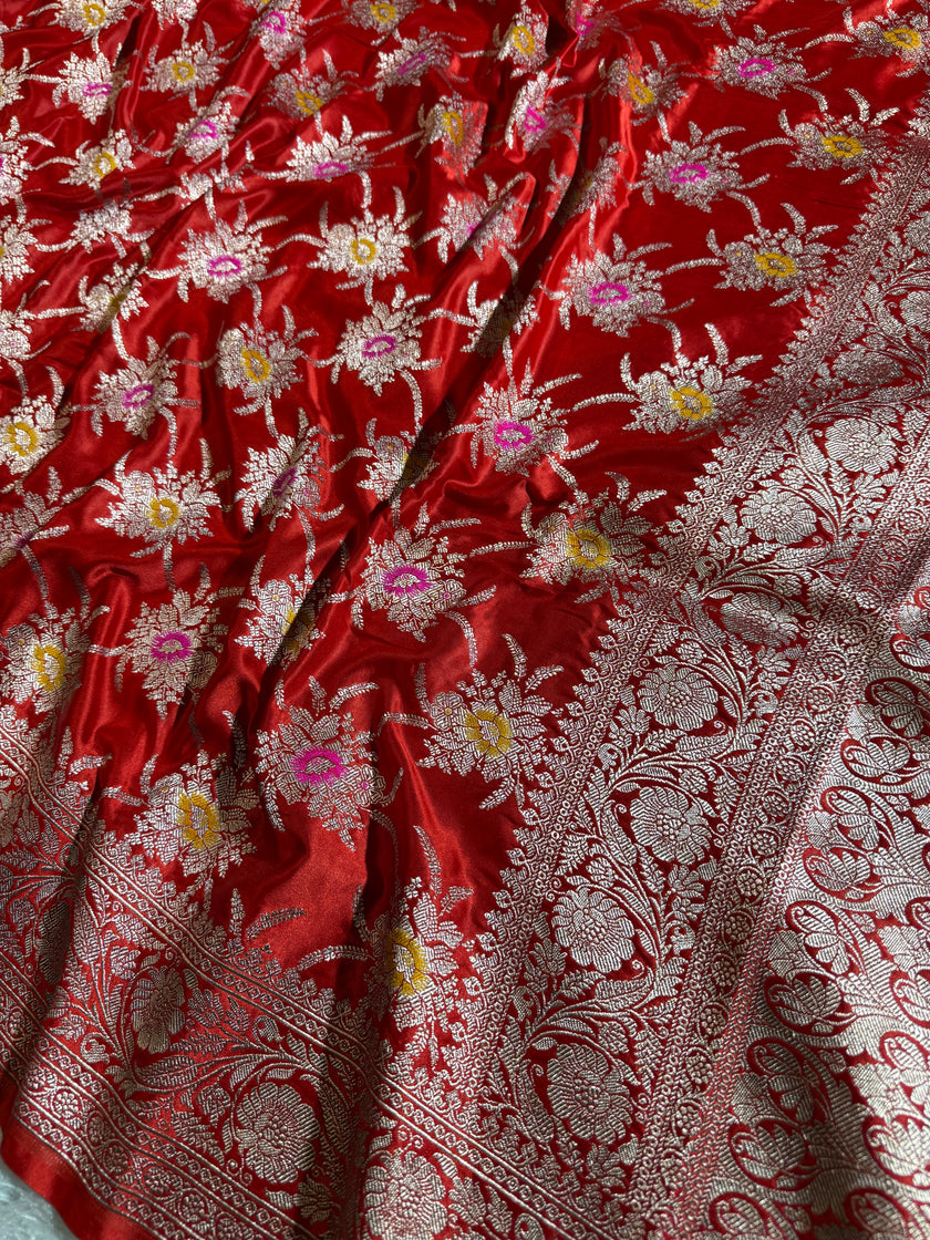 BANARASI MASHRU KATAN SILK SAREE MENAKARI WORK HN105