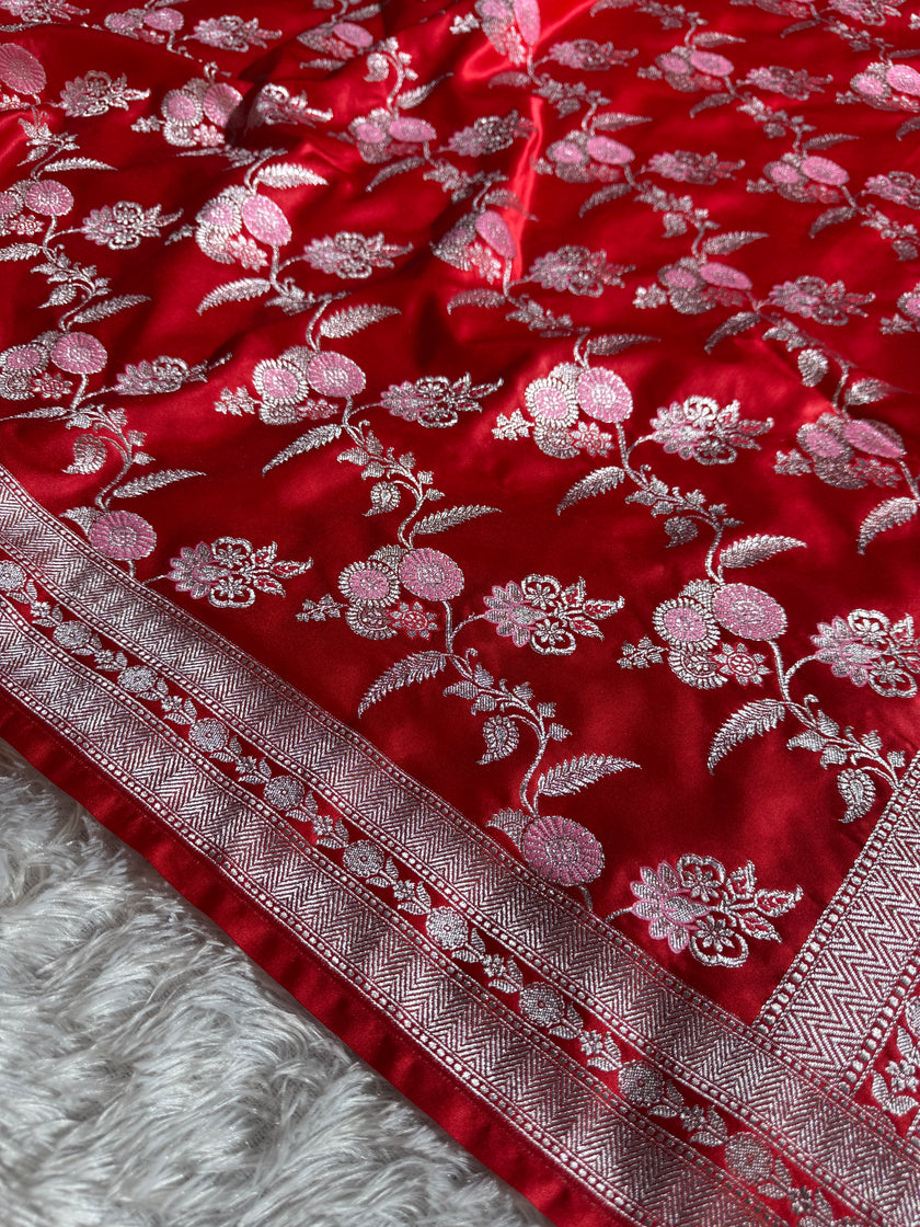 BANARASI MASHRU KATAN SILK SAREE MENAKARI WORK HN104