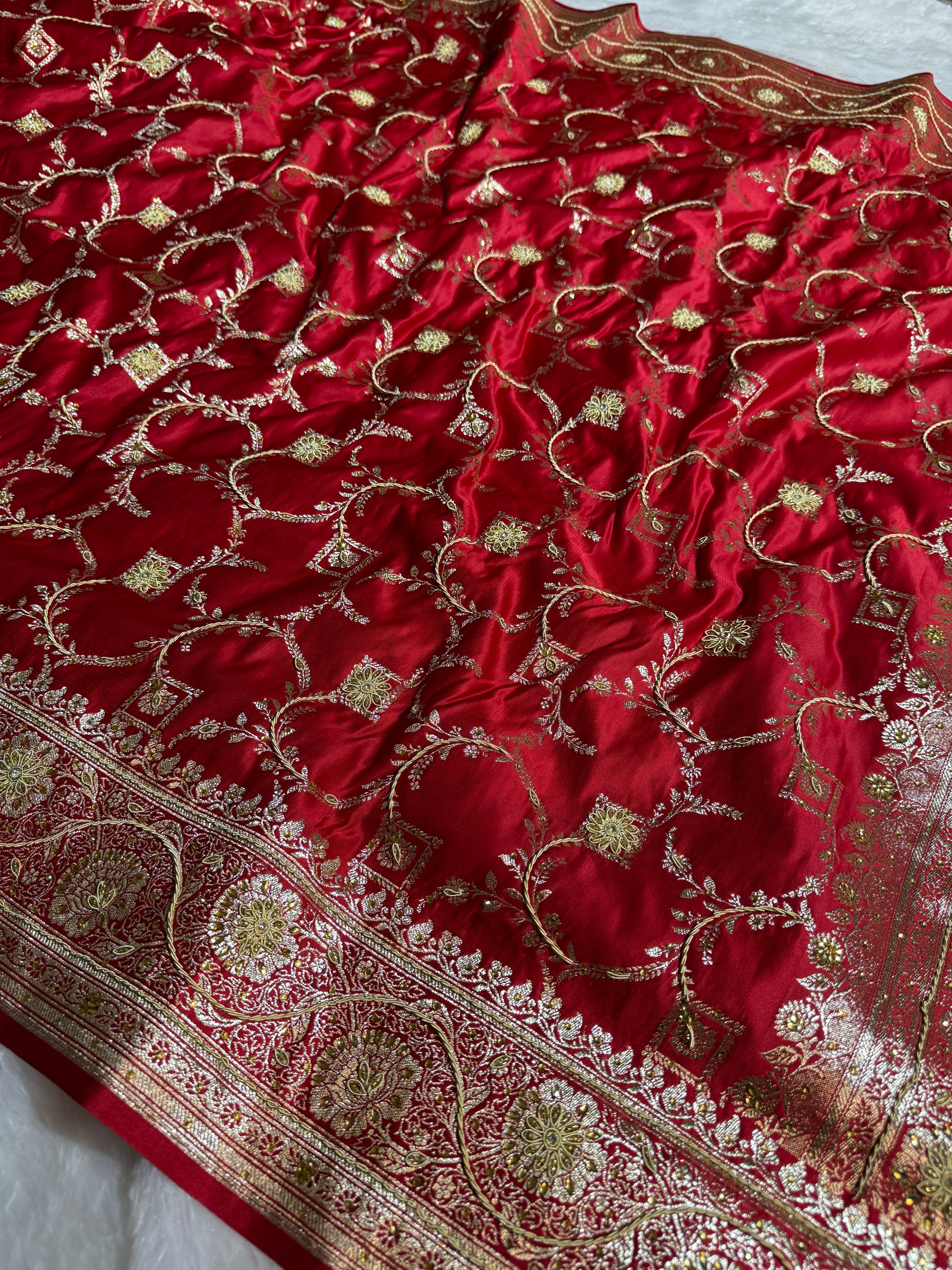 BANARASI SATIN SILK SAREE BRIDAL DESIGN HN600