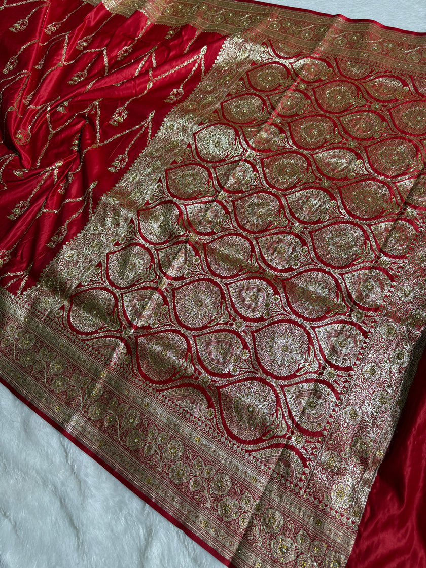 BANARASI SATIN SILK SAREE BRIDAL DESIGN
