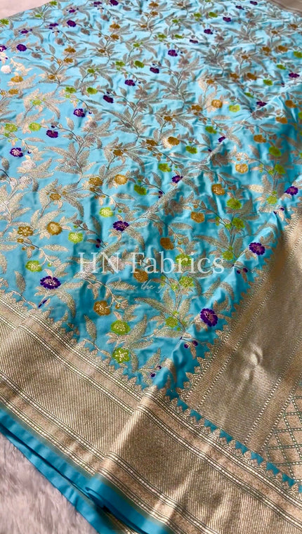 BANARASI MASHRU KATAN SILK SAREE MENAKARI WORK HN119