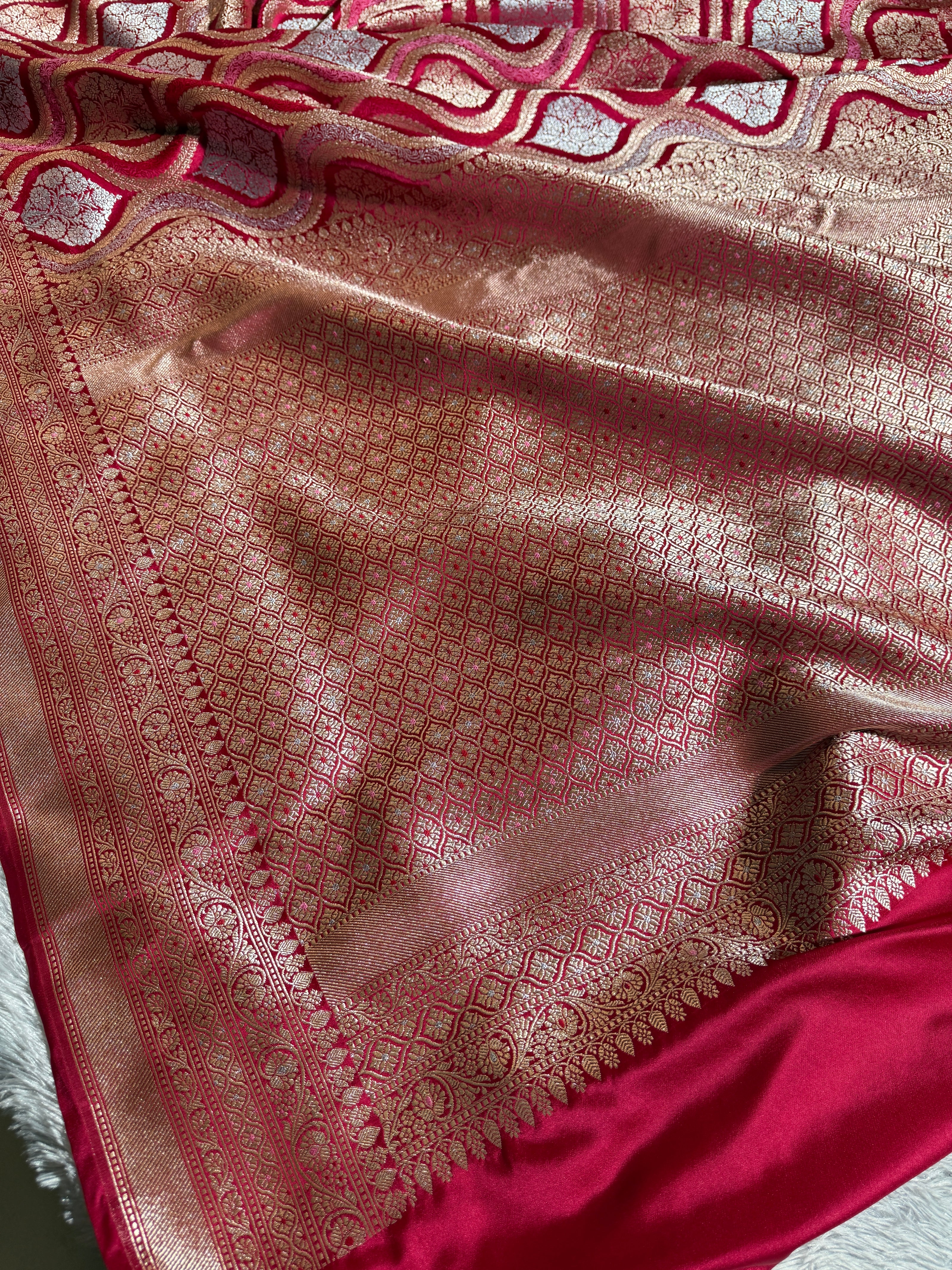 BANARASI MASHRU KATAN SILK SAREE MENAKARI WORK HN500