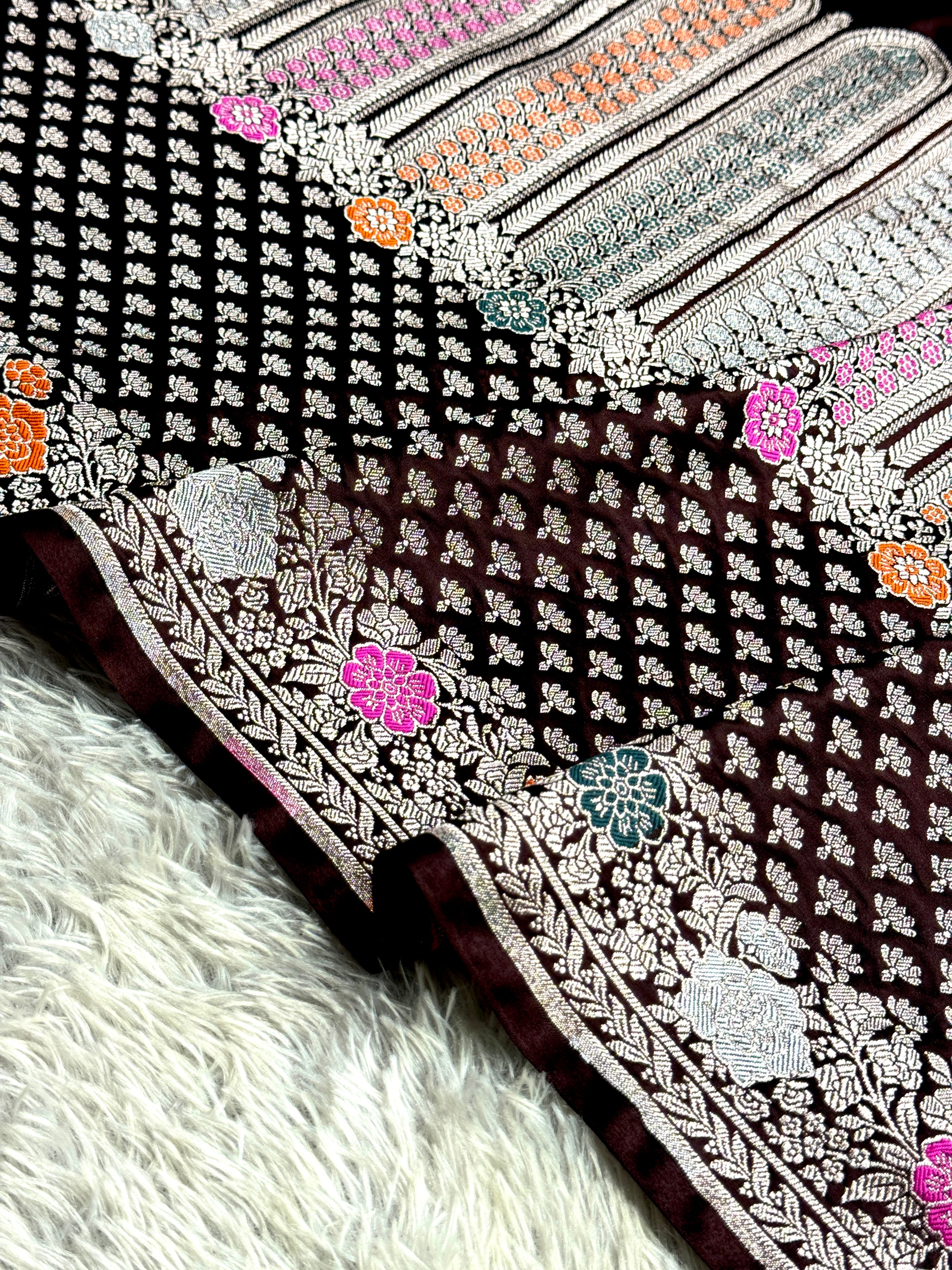 BANARASI MASHRU KATAN SILK SAREE MENAKARI WORK HN700