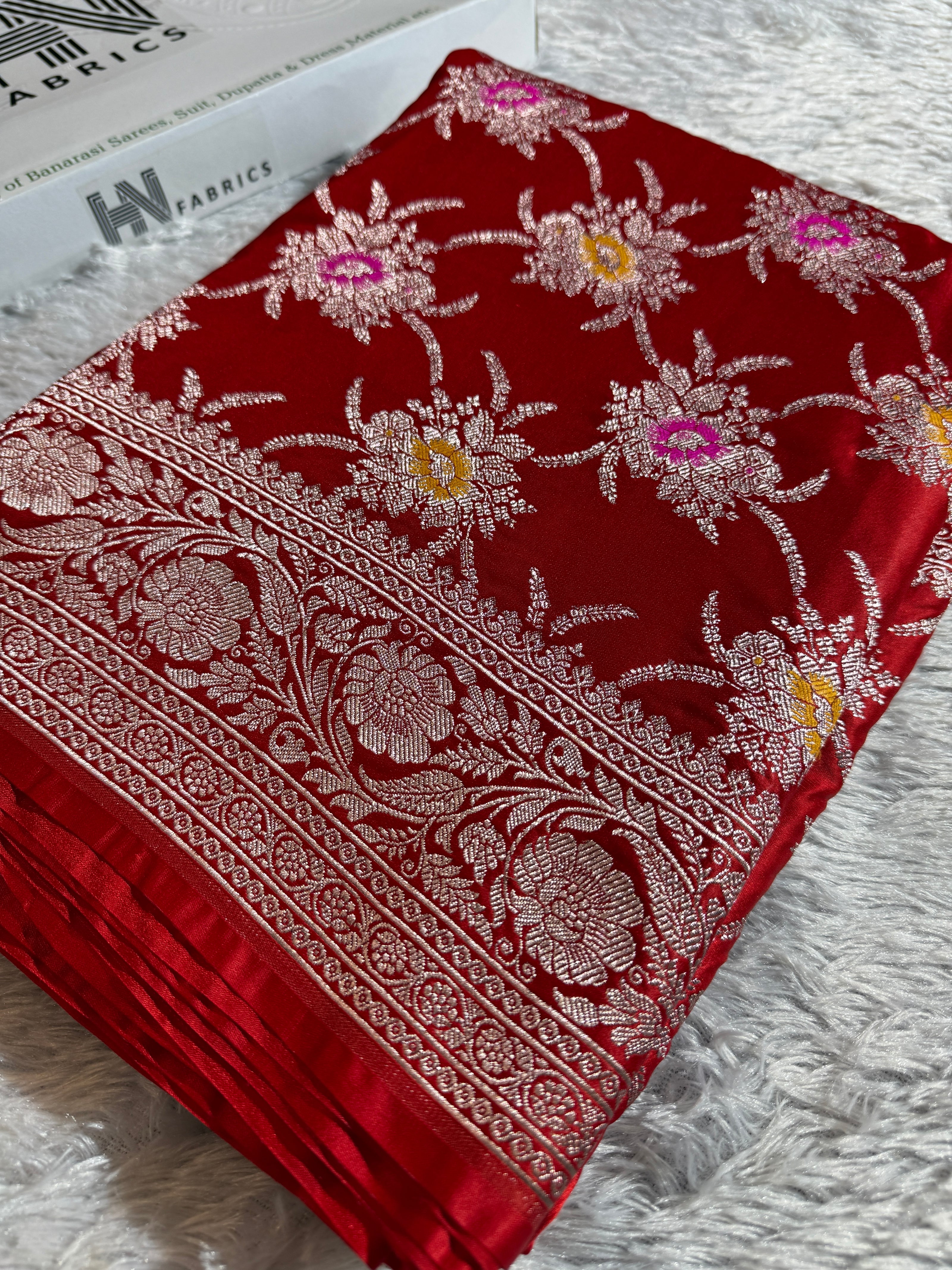 BANARASI MASHRU KATAN SILK SAREE MENAKARI WORK HN105
