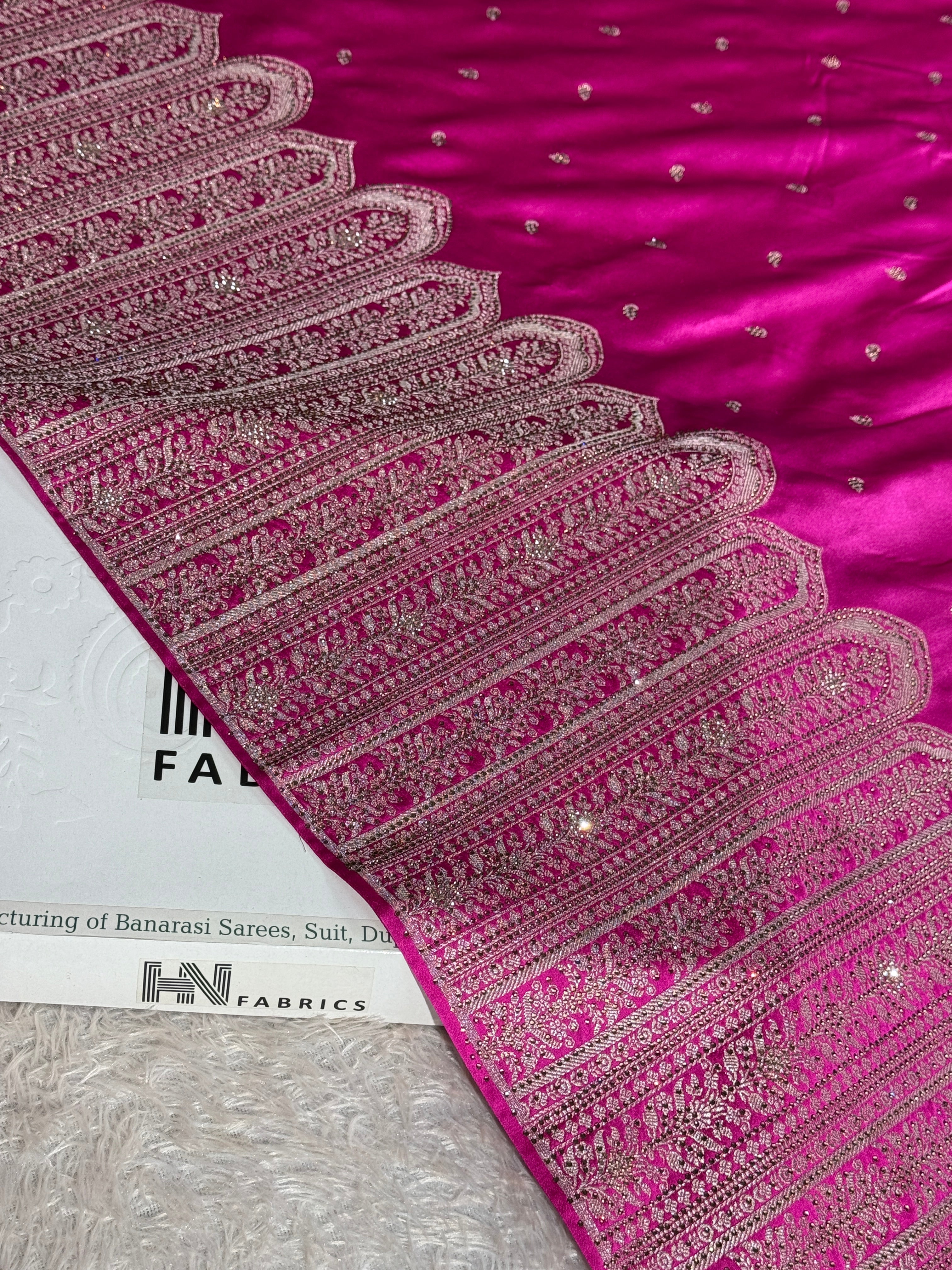 Banarasi mashru katan silk saree Swavroski Work hn102