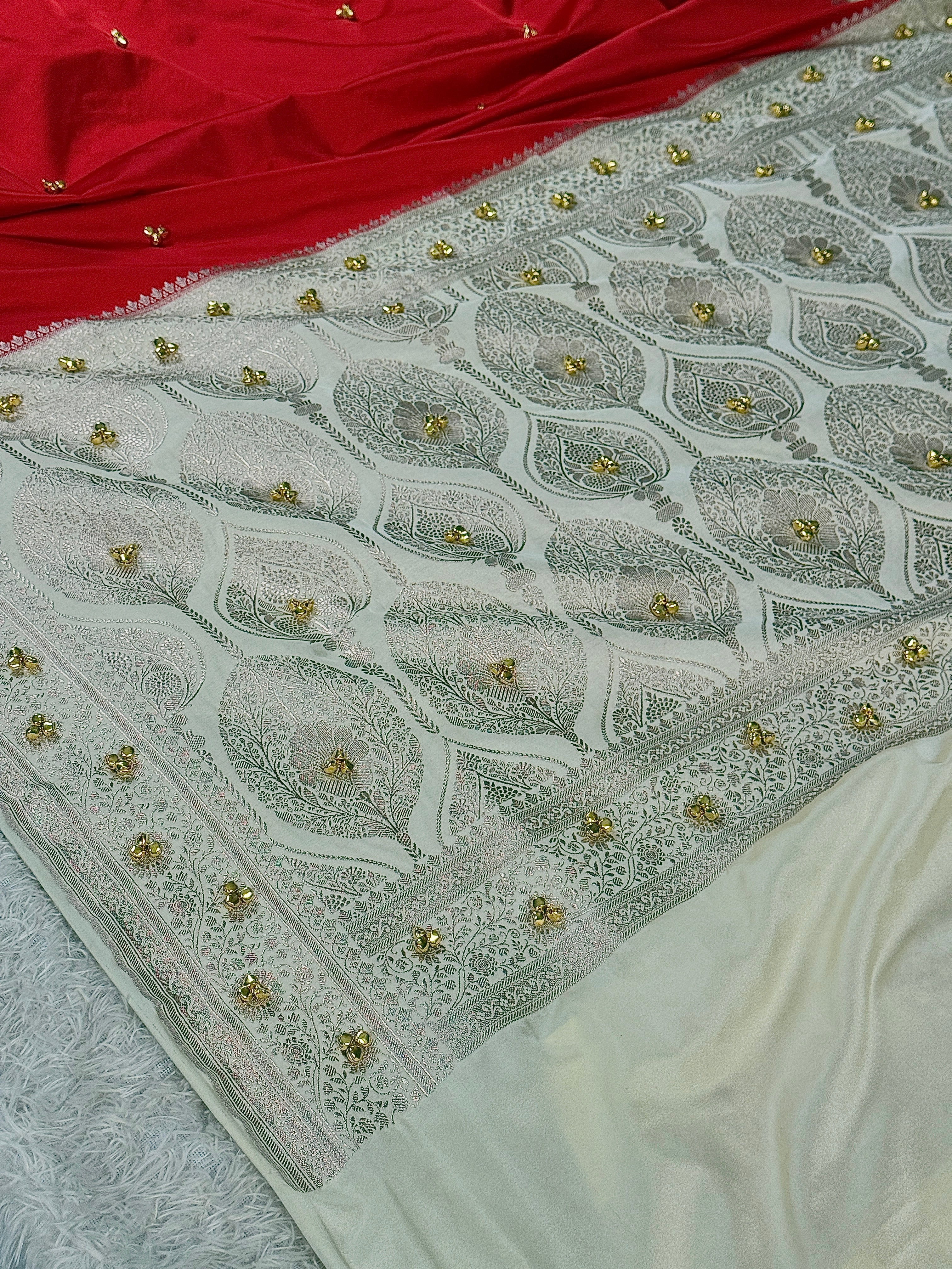 GHUNGROO MASHRU KATAN SILK SAREE WITH CONTRAS GH001