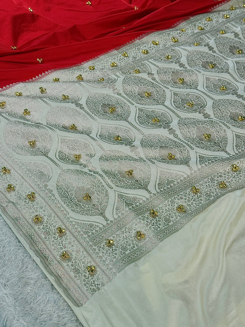 GHUNGROO MASHRU KATAN SILK SAREE WITH CONTRAS GH001