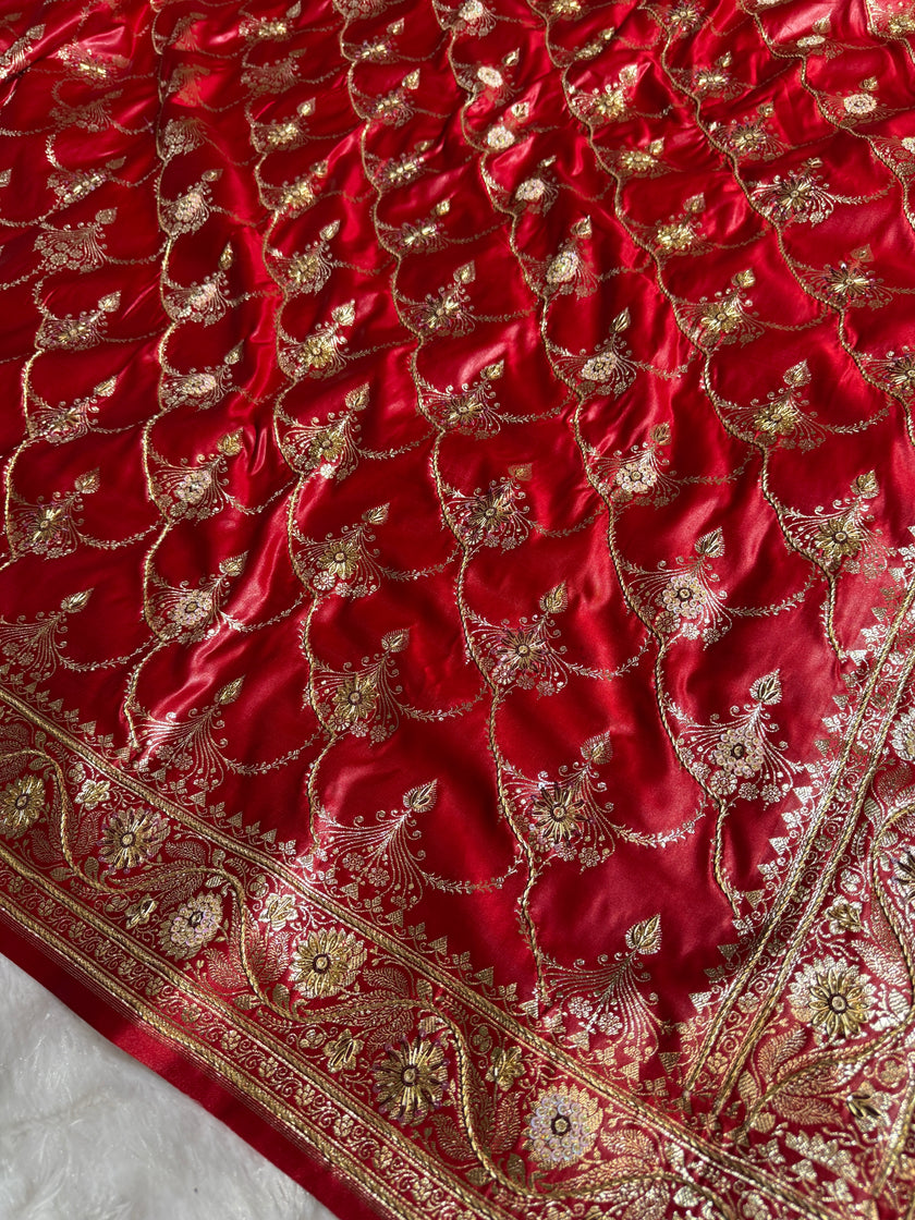 BANARASI SATIN SILK SAREE BRIDAL DESIGN HN600