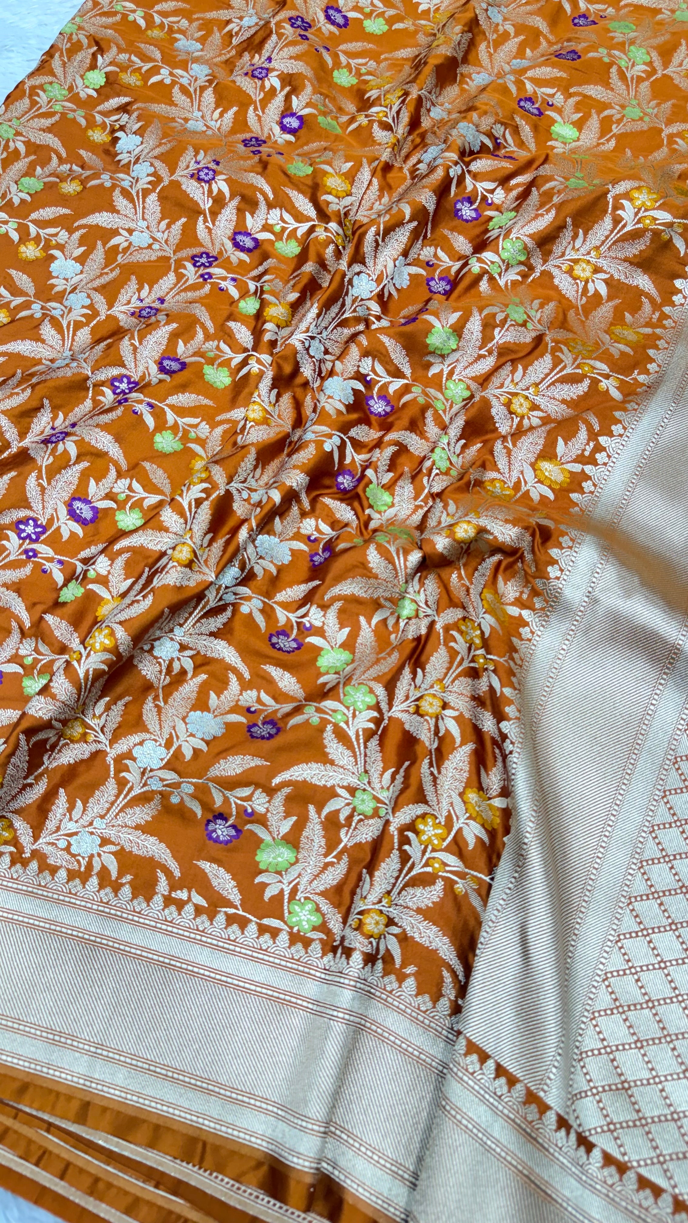 BANARASI MASHRU KATAN SILK SAREE MENAKARI WORK HN119