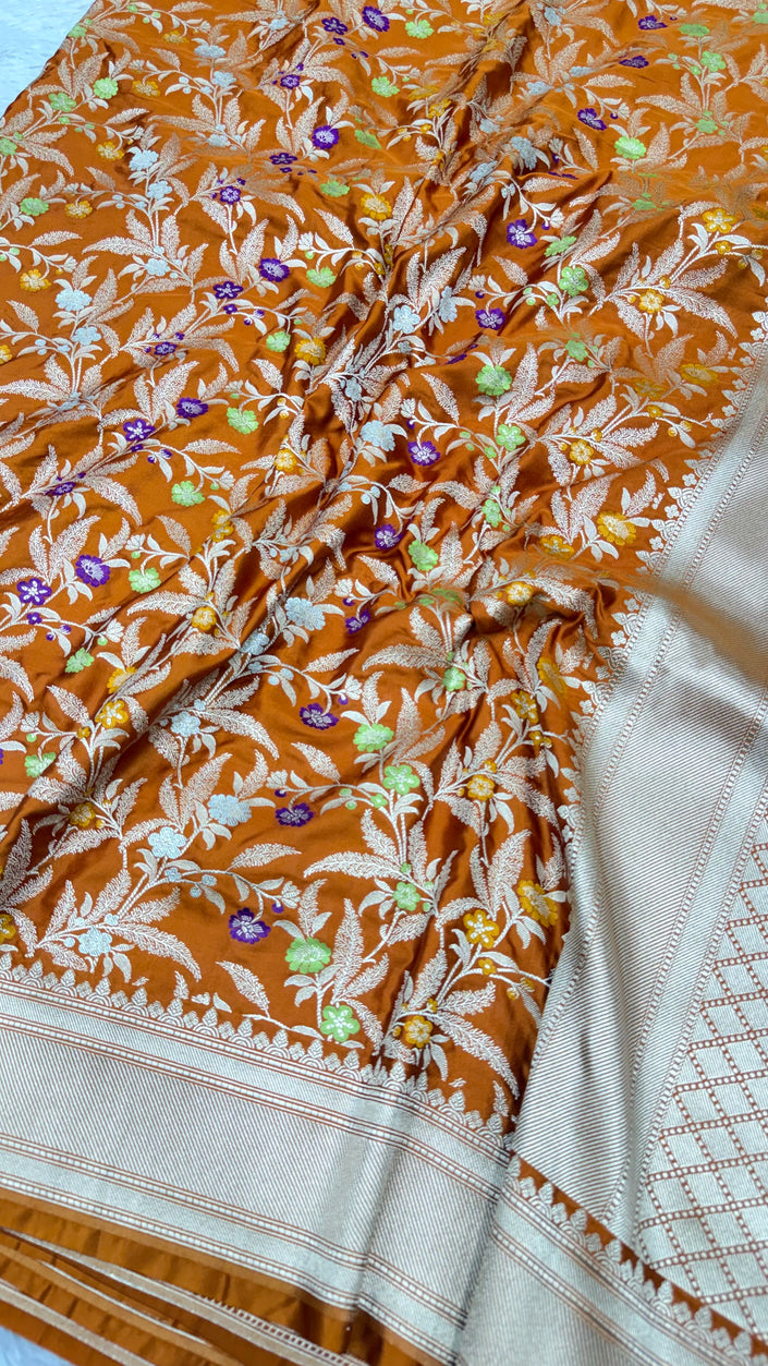 BANARASI MASHRU KATAN SILK SAREE MENAKARI WORK HN119
