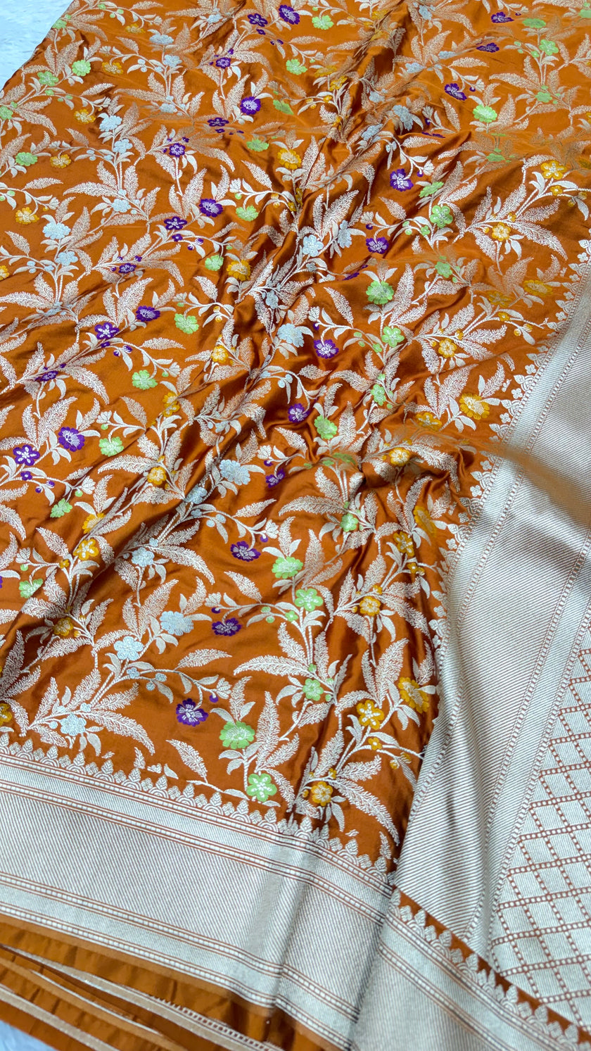 BANARASI MASHRU KATAN SILK SAREE MENAKARI WORK HN119