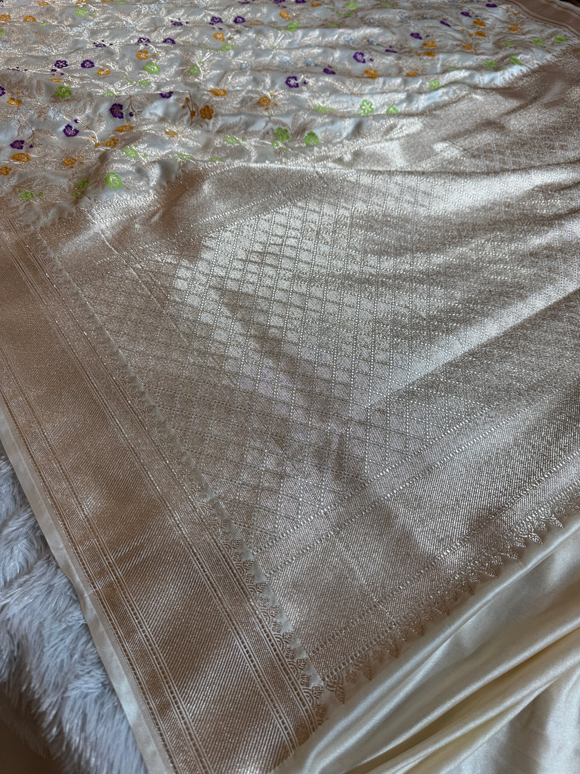 BANARASI MASHRU KATAN SILK SAREE MENAKARI WORK HN119