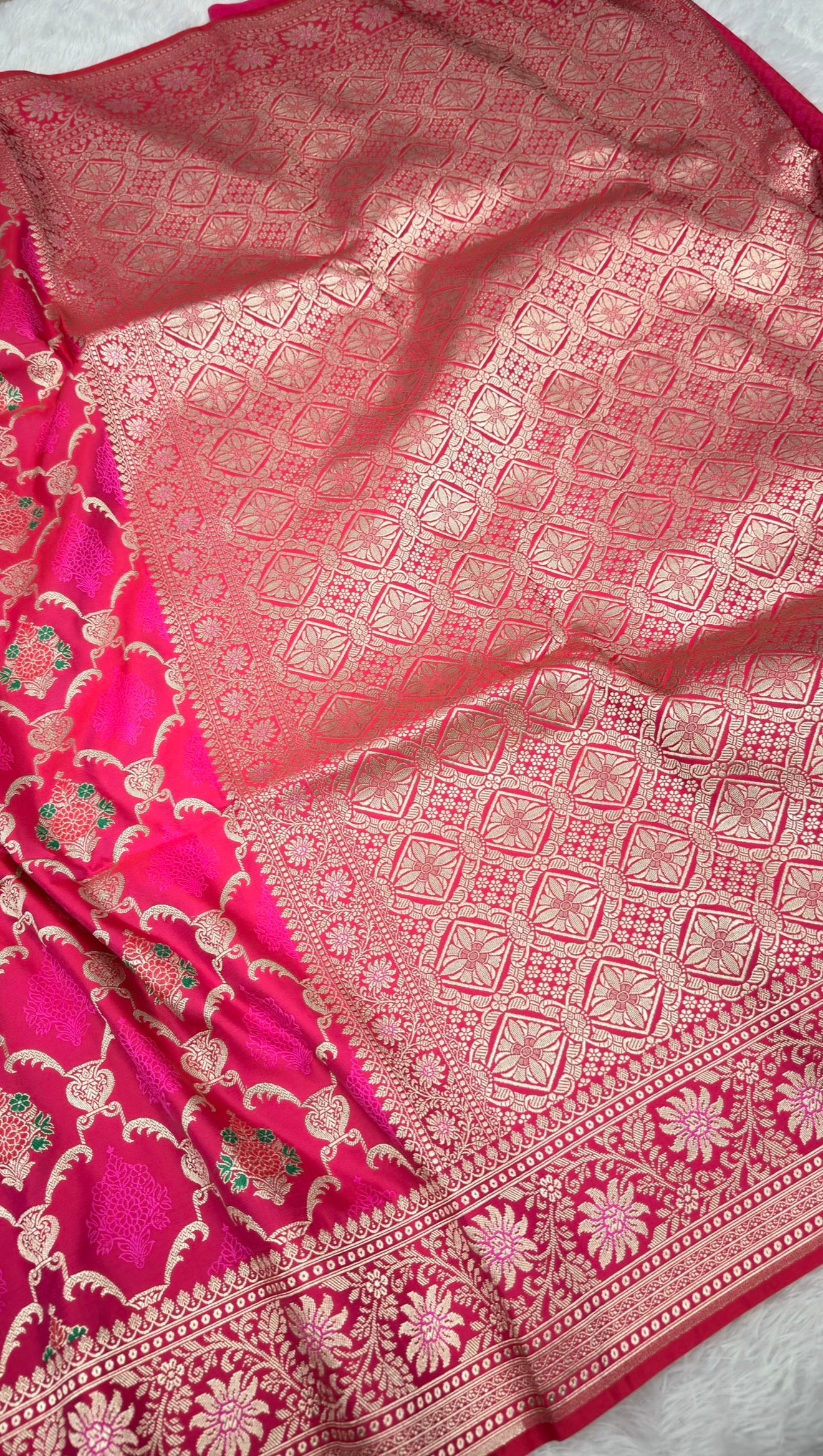 BANARASI MASHRU KATAN SILK SAREE MENAKARI WORK HN155