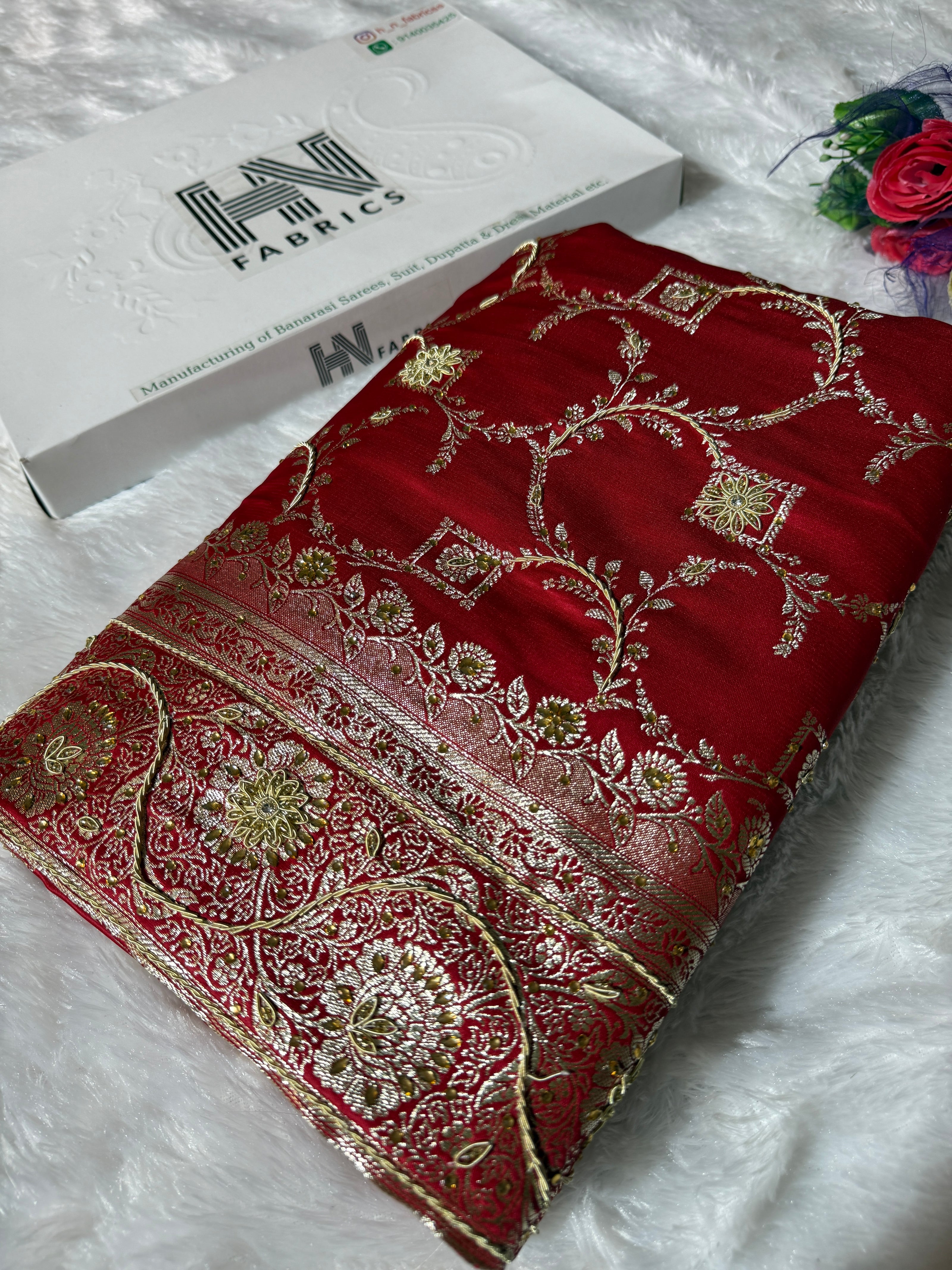 BANARASI SATIN SILK SAREE BRIDAL DESIGN HN600