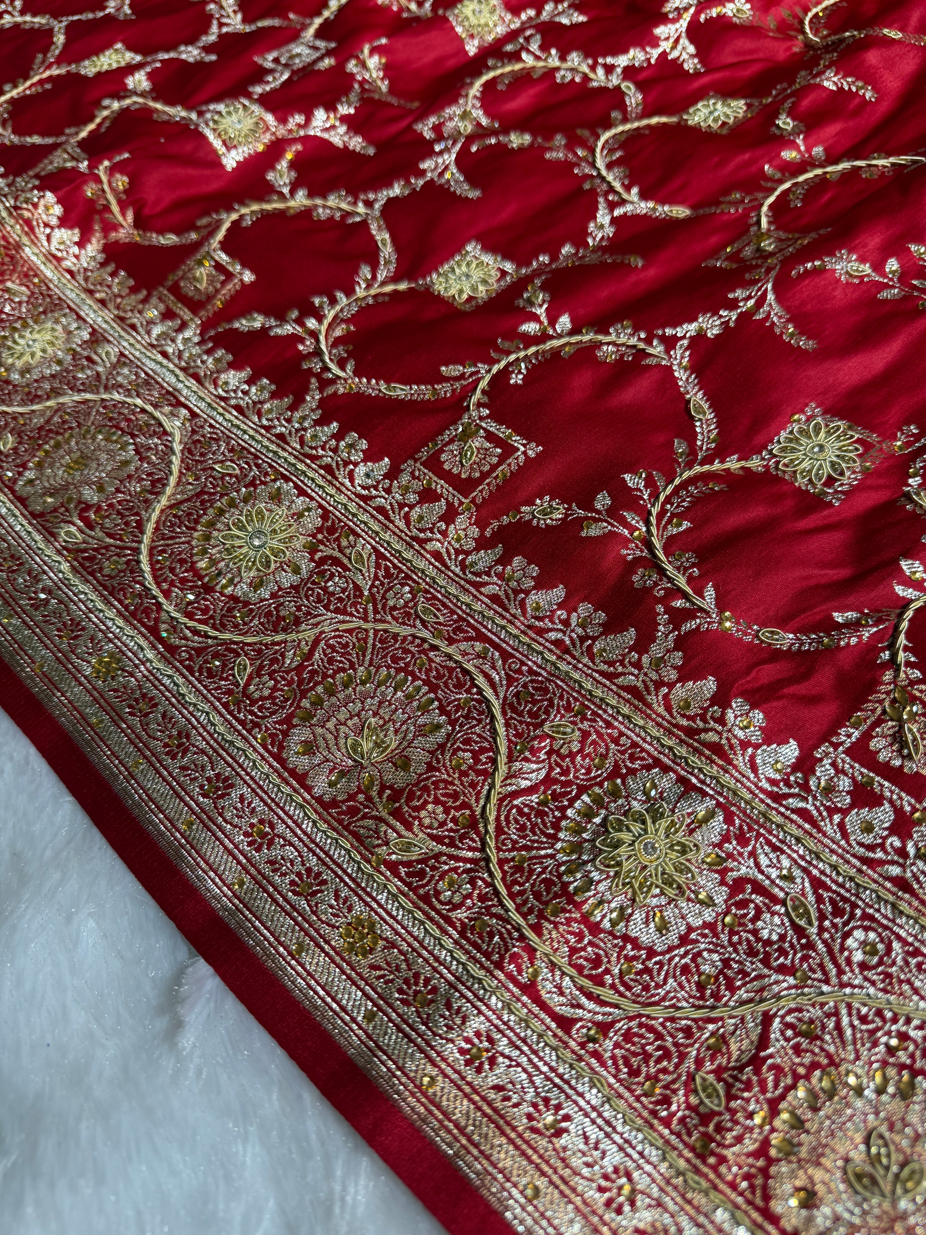 BANARASI SATIN SILK SAREE BRIDAL DESIGN HN600