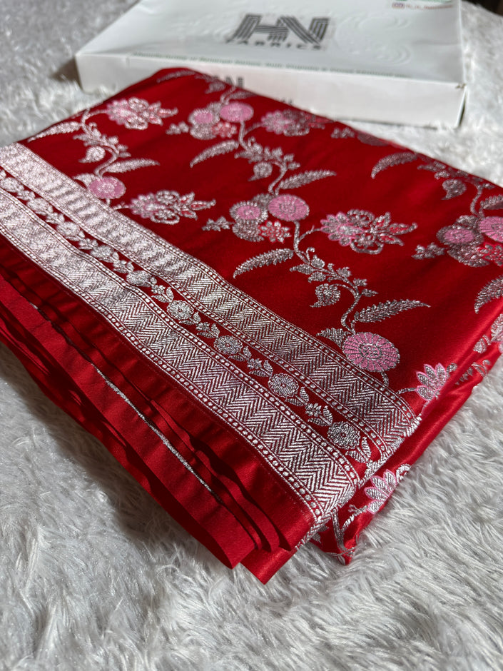 BANARASI MASHRU KATAN SILK SAREE MENAKARI WORK HN104