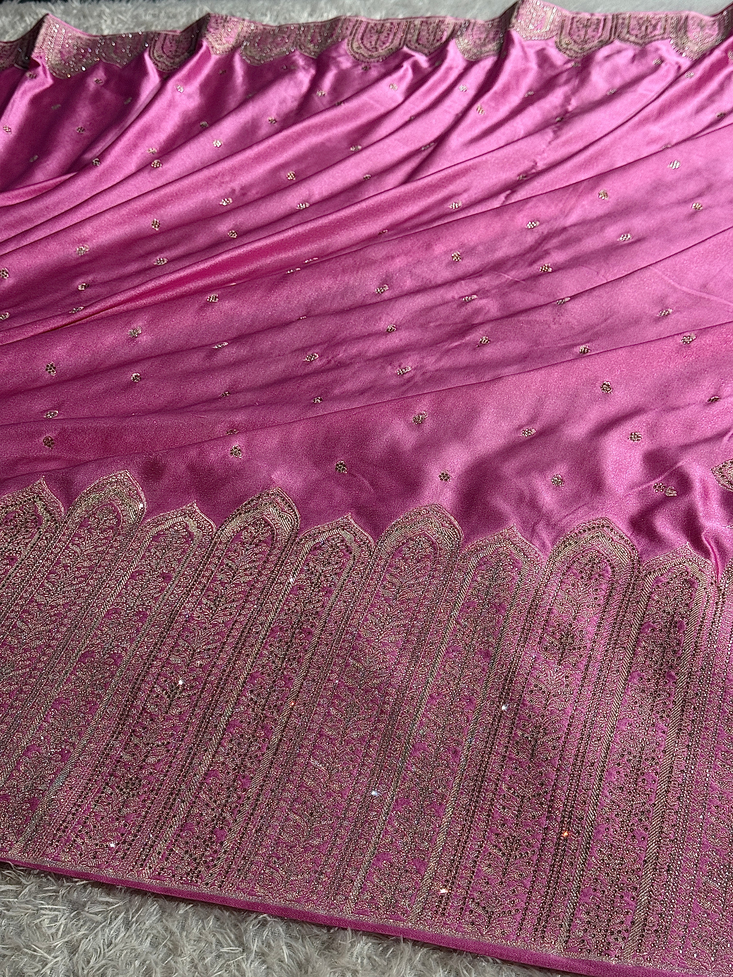 Banarasi mashru katan silk saree Swavroski work hn102