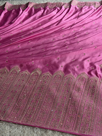 Banarasi mashru katan silk saree Swavroski work hn102