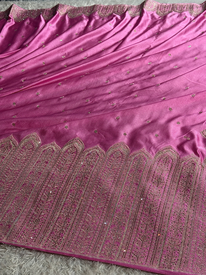 Banarasi mashru katan silk saree Swavroski work hn102