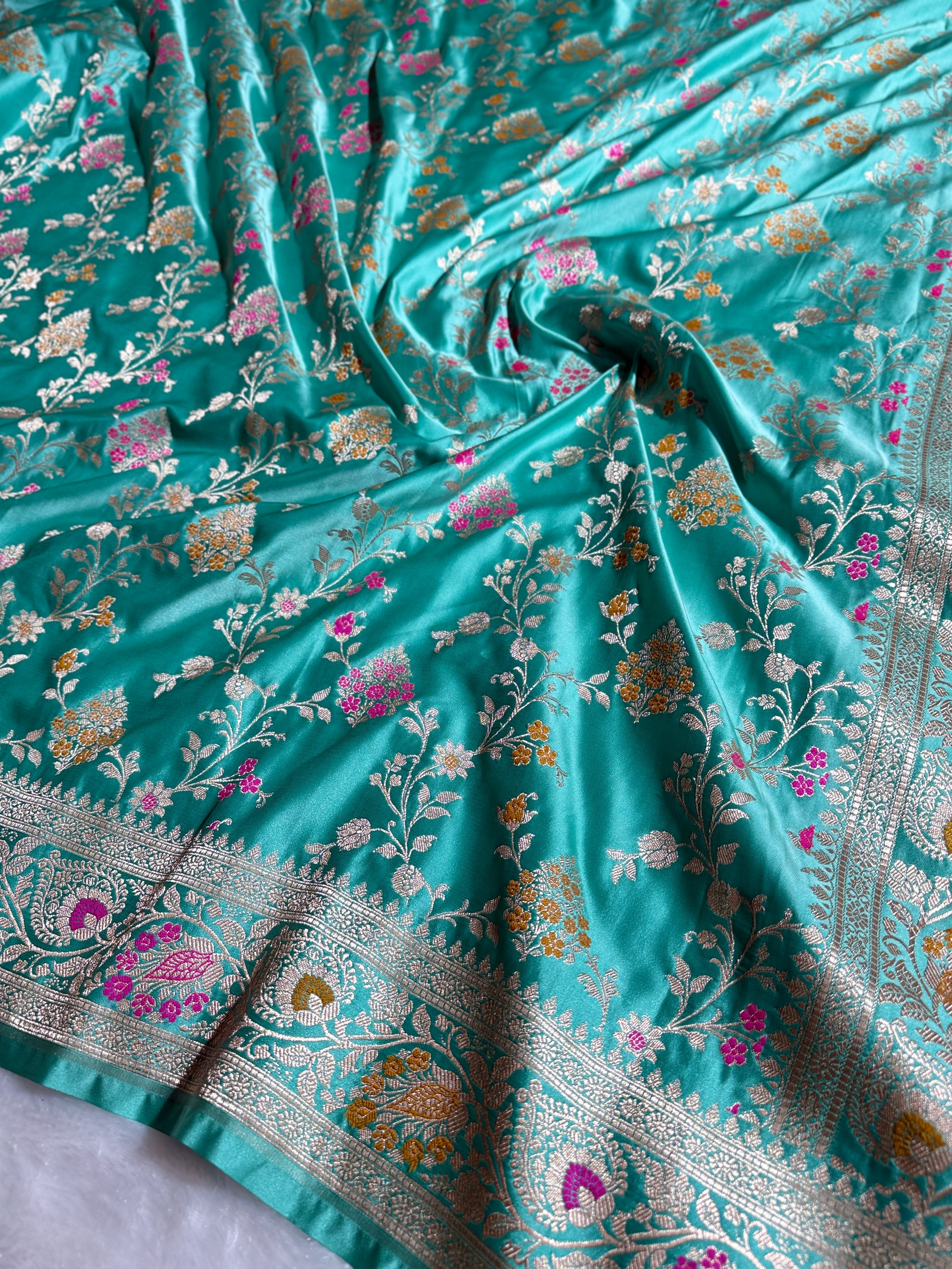 BANARASI MASHRU KATAN SILK SAREE MENAKARI WORK HN107