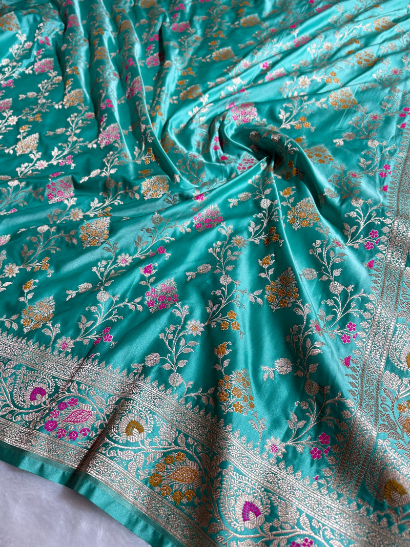 BANARASI MASHRU KATAN SILK SAREE MENAKARI WORK HN107