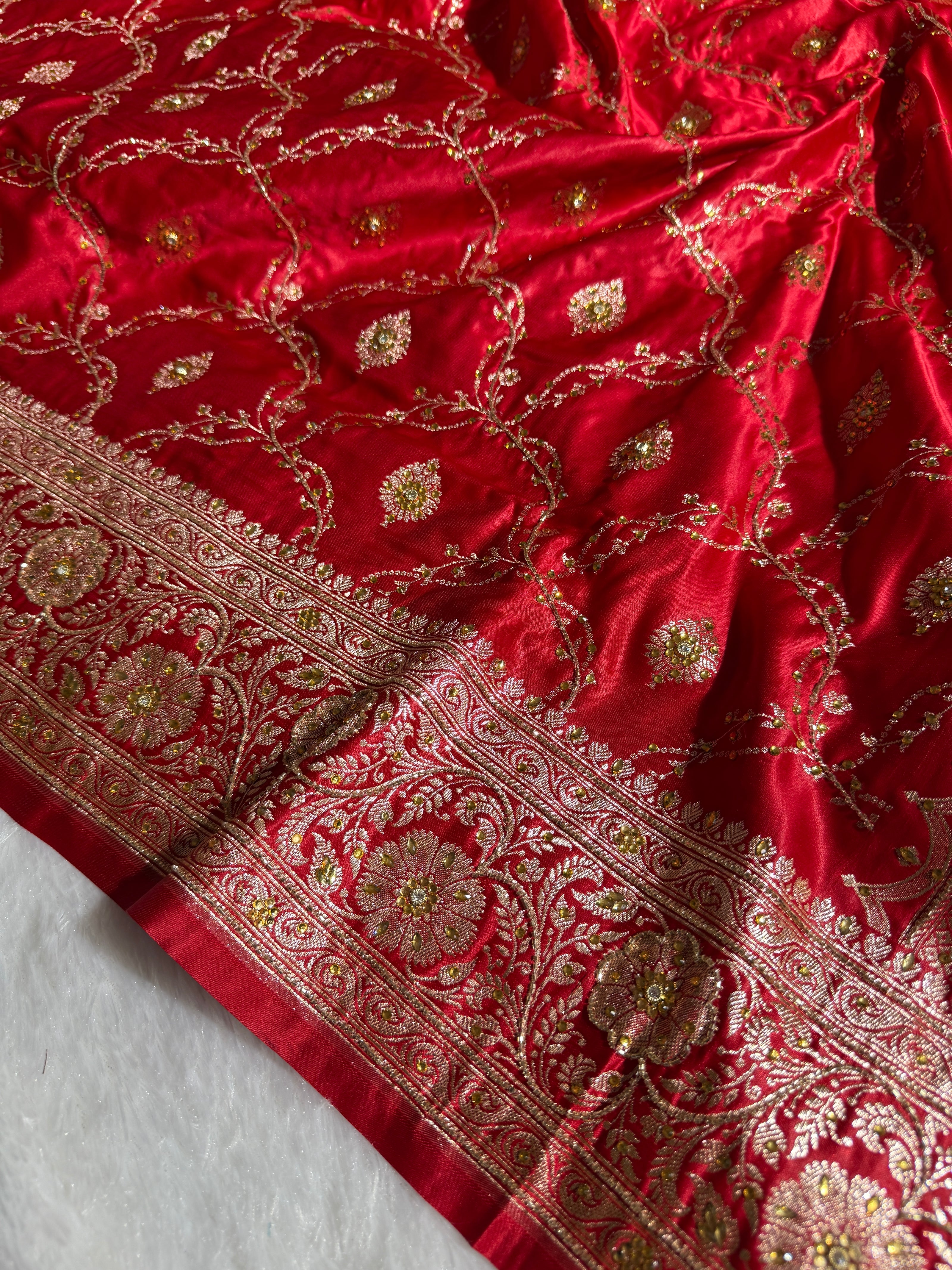 BANARASI SATIN SILK SAREE BRIDAL DESIGN HN600