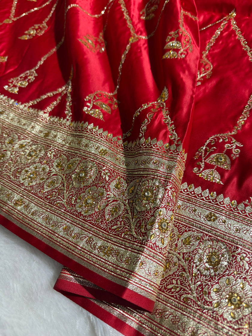 BANARASI SATIN SILK SAREE BRIDAL DESIGN