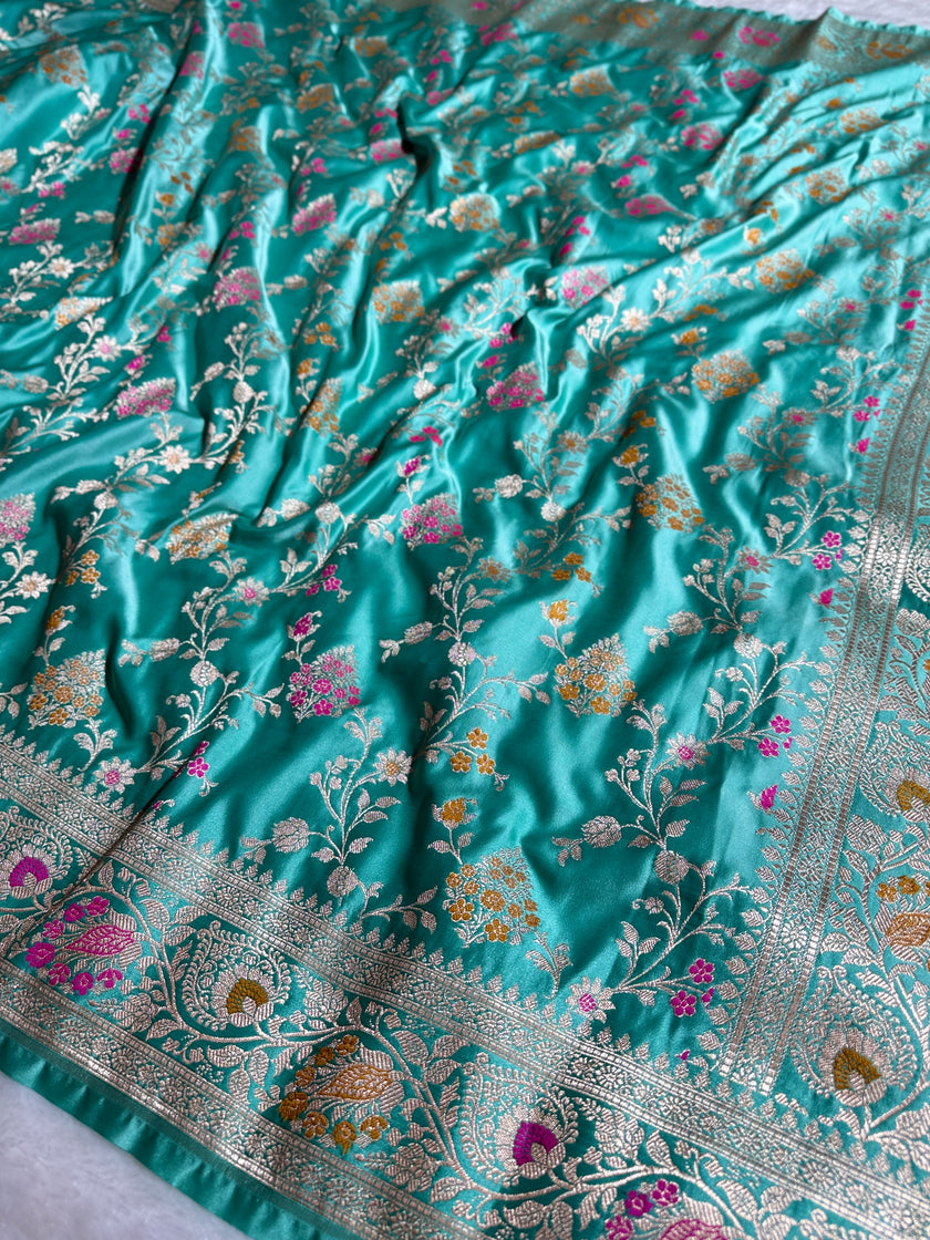 BANARASI MASHRU KATAN SILK SAREE MENAKARI WORK HN107