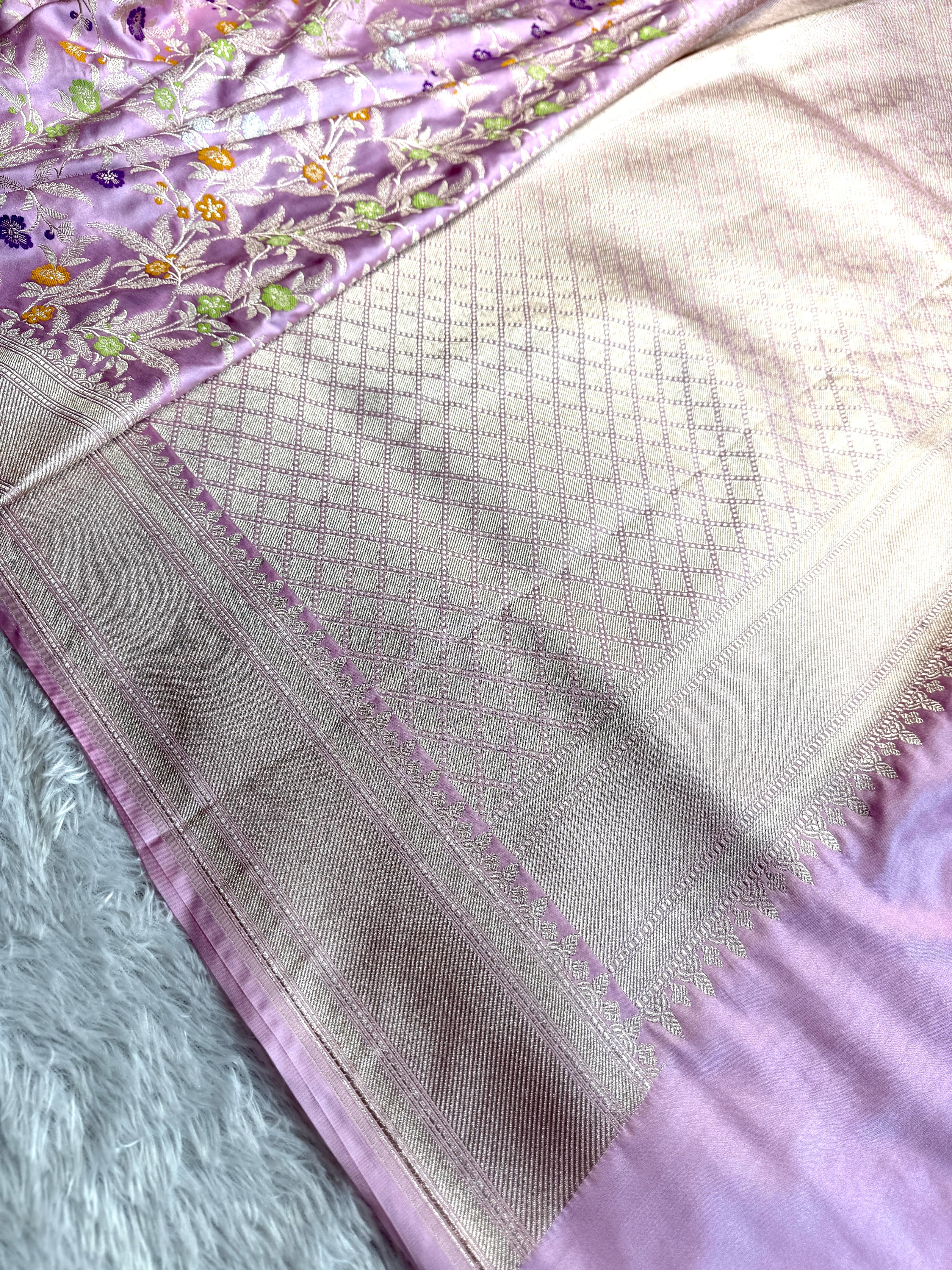 BANARASI MASHRU KATAN SILK SAREE MENAKARI WORK HN119