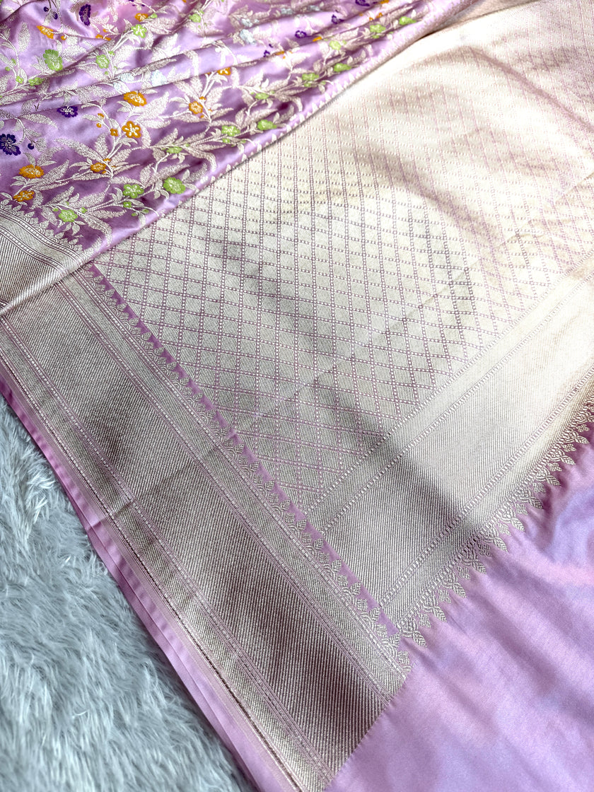 BANARASI MASHRU KATAN SILK SAREE MENAKARI WORK HN119