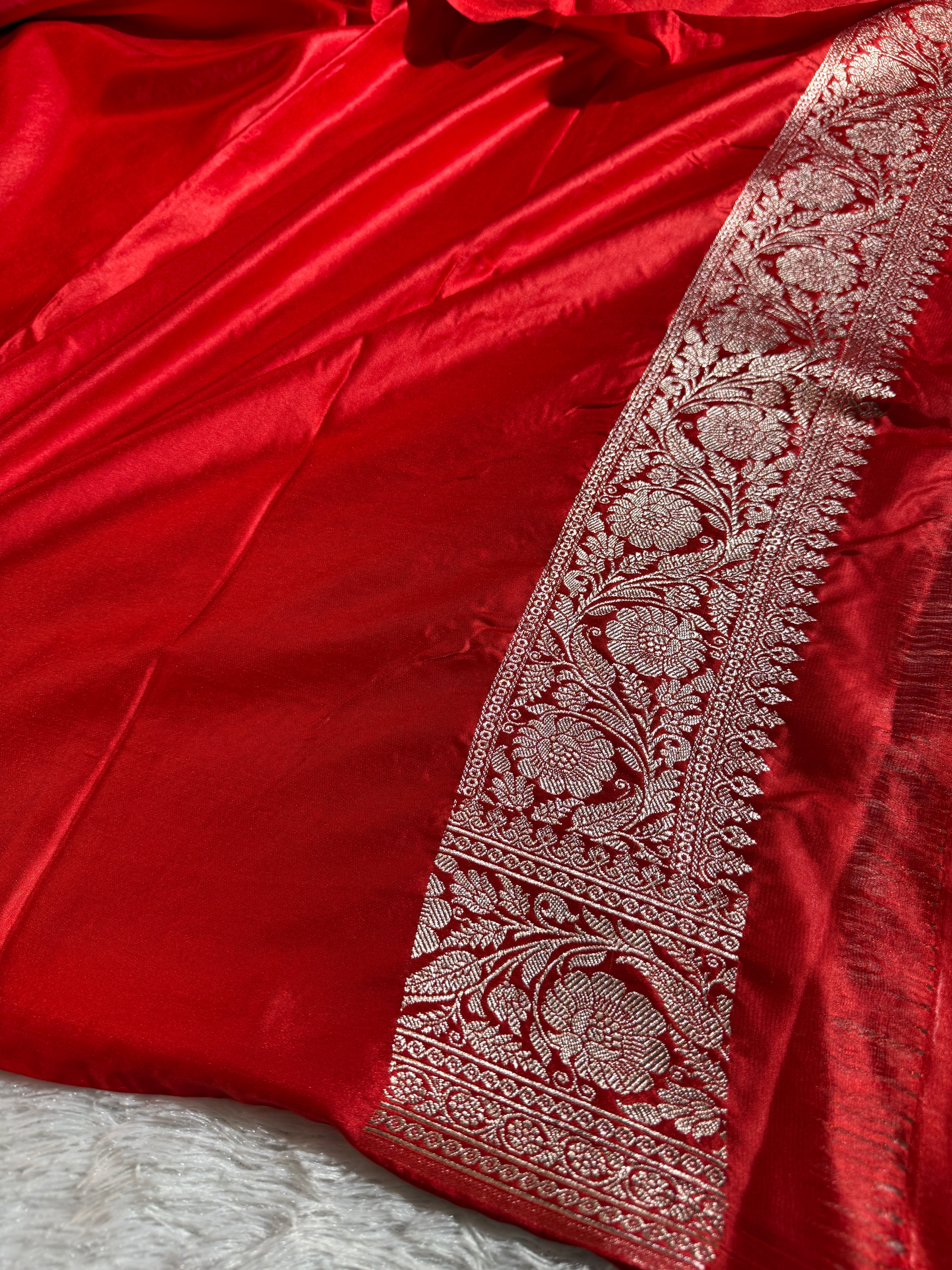 BANARASI MASHRU KATAN SILK SAREE MENAKARI WORK HN105