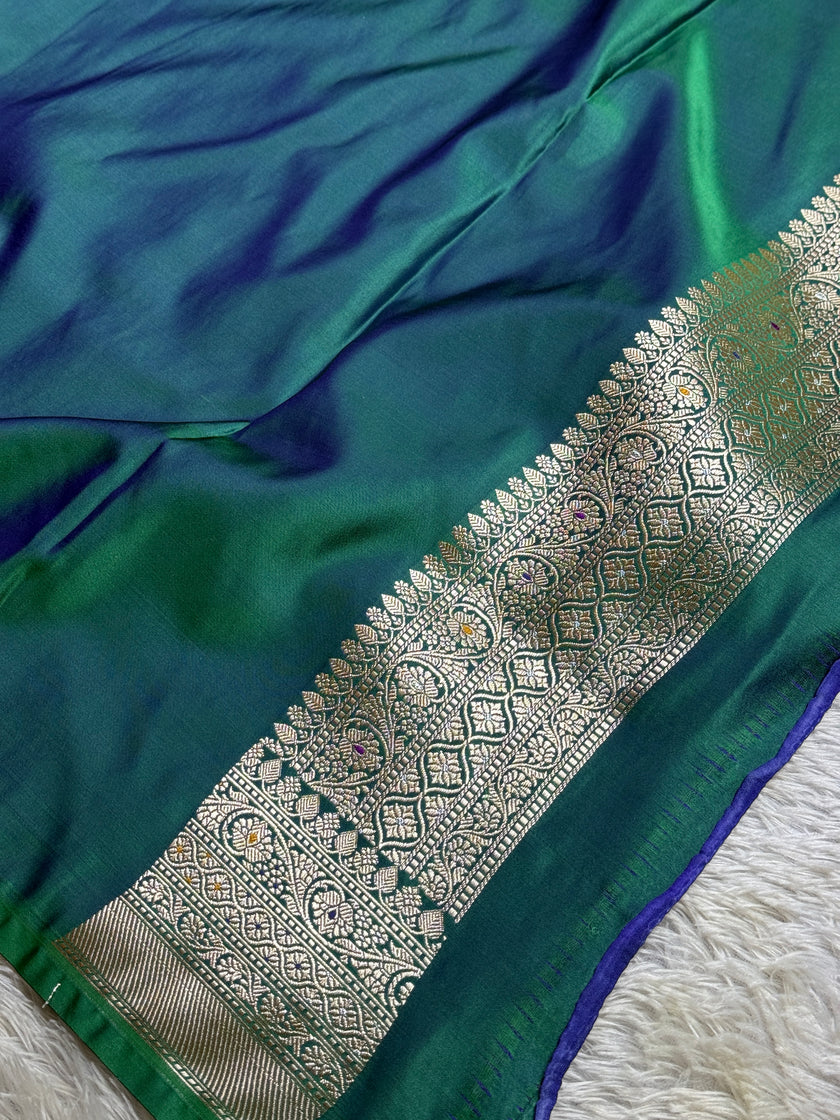 BANARASI MASHRU KATAN SILK SAREE MENAKARI WORK HN500