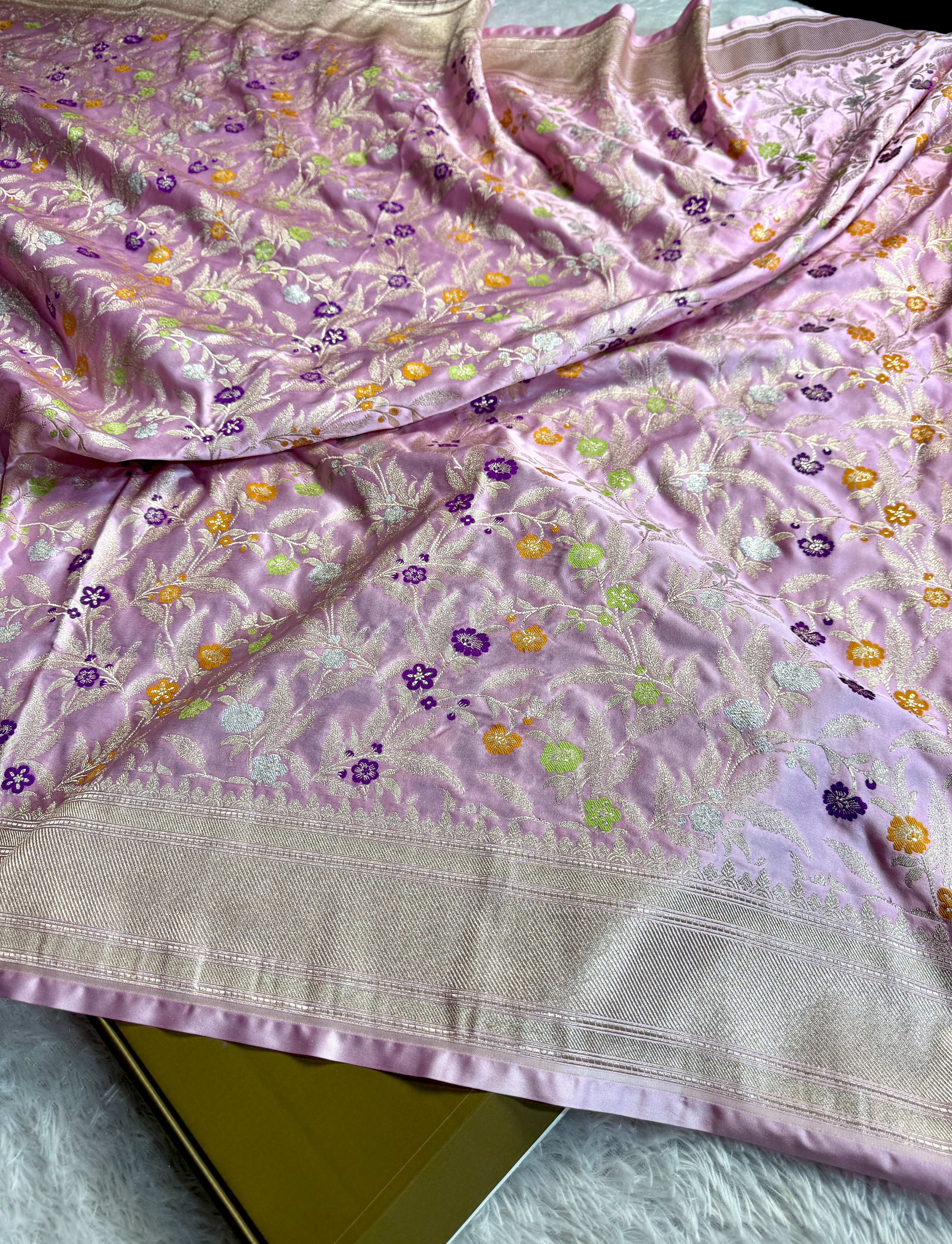 BANARASI MASHRU KATAN SILK SAREE MENAKARI WORK HN119